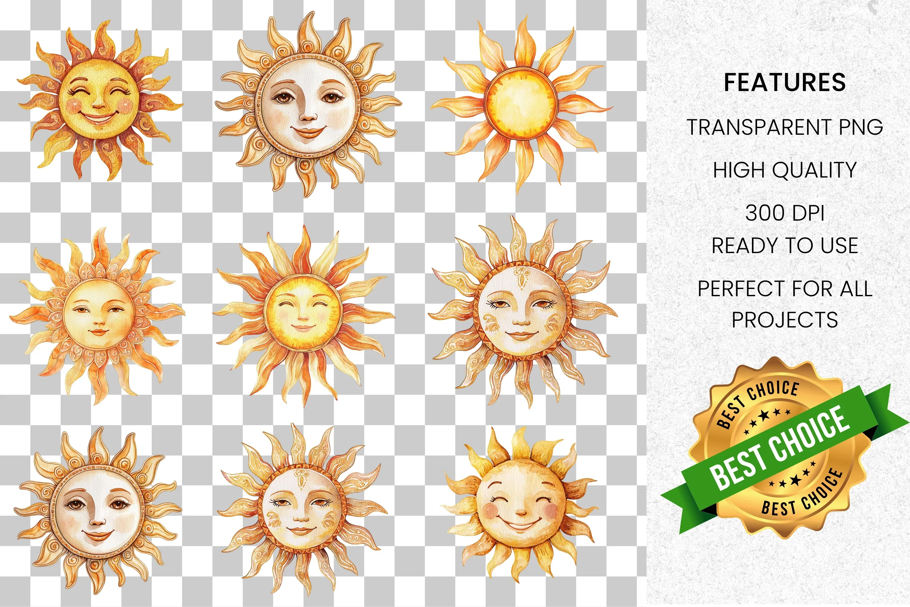 Smiling Sun Clipart Bundle - Image 2