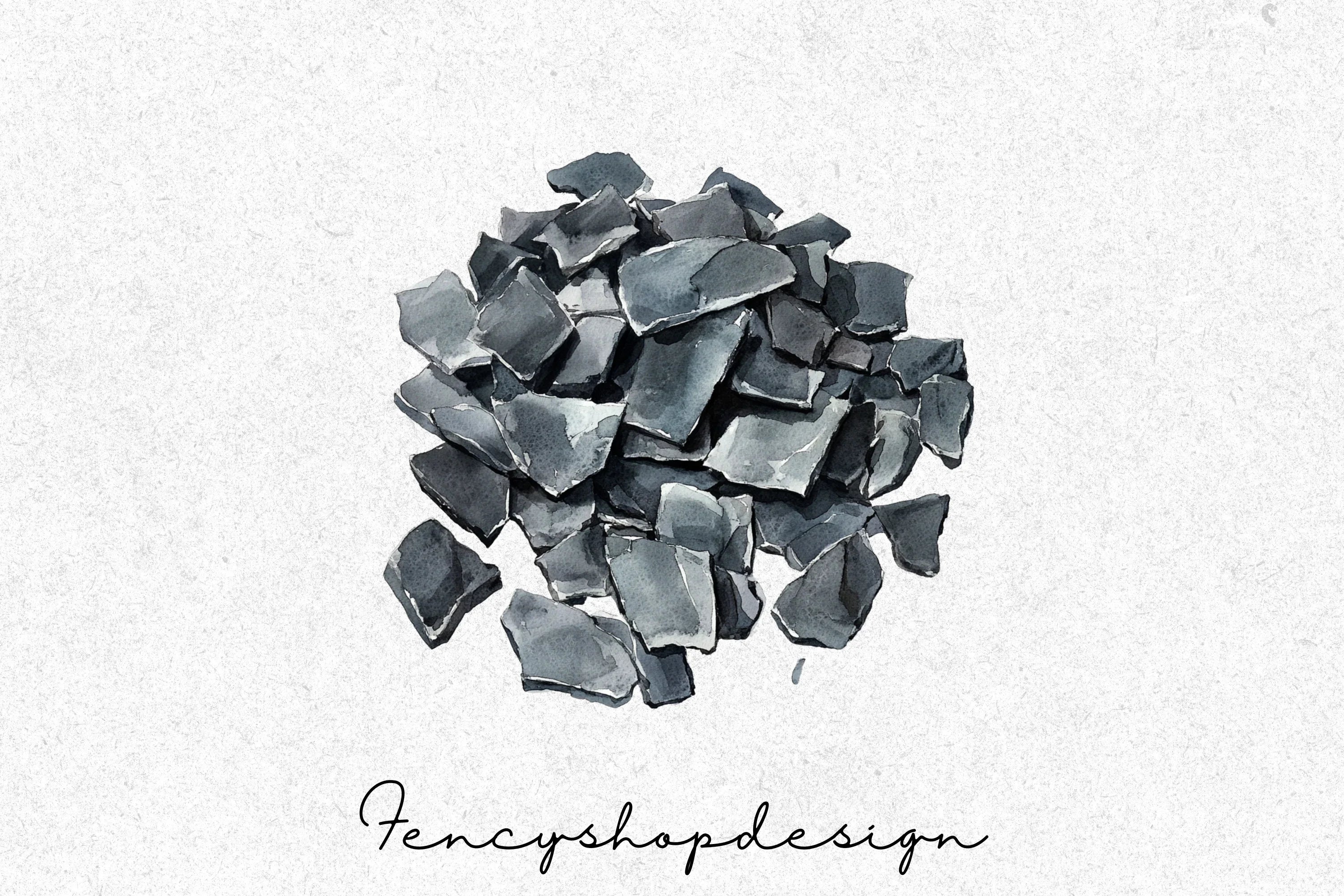 Smoke Clouds Grey Stone Shards Clipart Bundle - Image 3