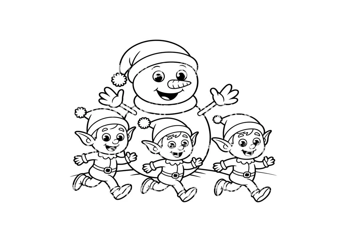 Snowman and Elf Winter Fun Coloring Books - Image 2