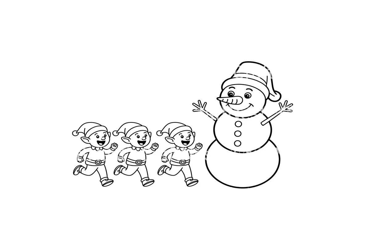 Snowman and Elf Winter Fun Coloring Books - Image 4