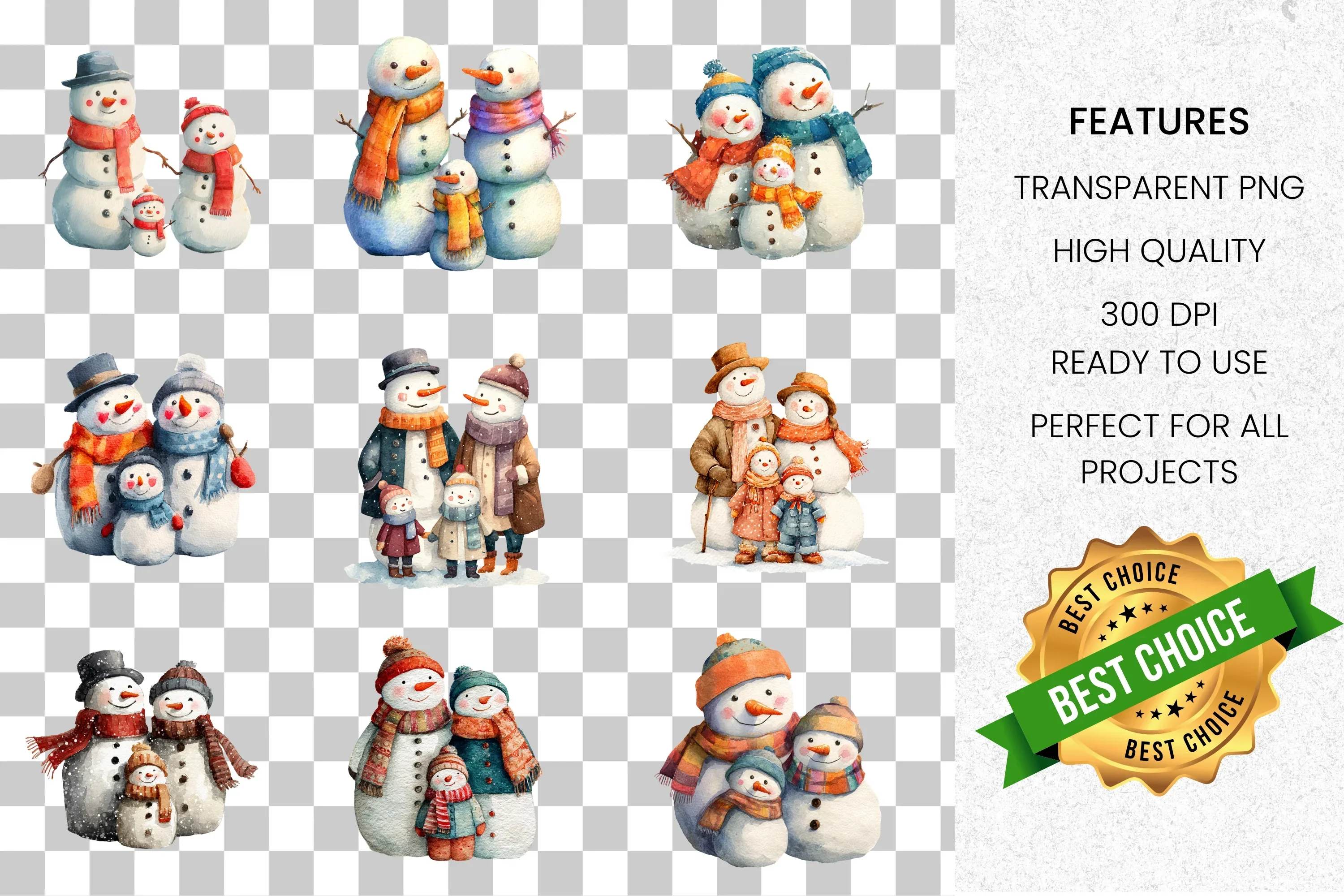 Snowman Family Clipart Bundle - Image 8