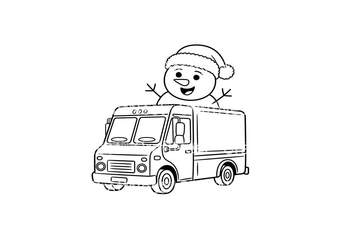 Snowman on Truck Winter Scene Coloring Books - Image 2