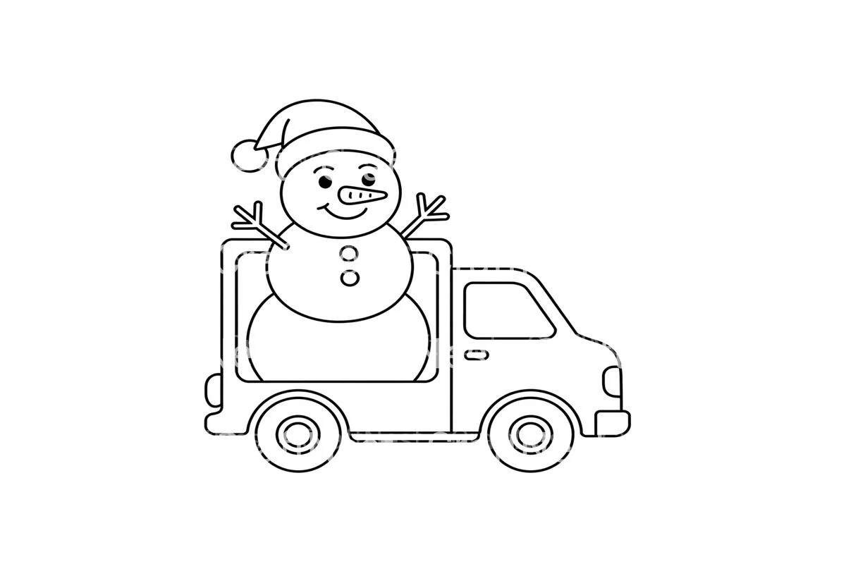 Snowman on Truck Winter Scene Coloring Books - Image 4