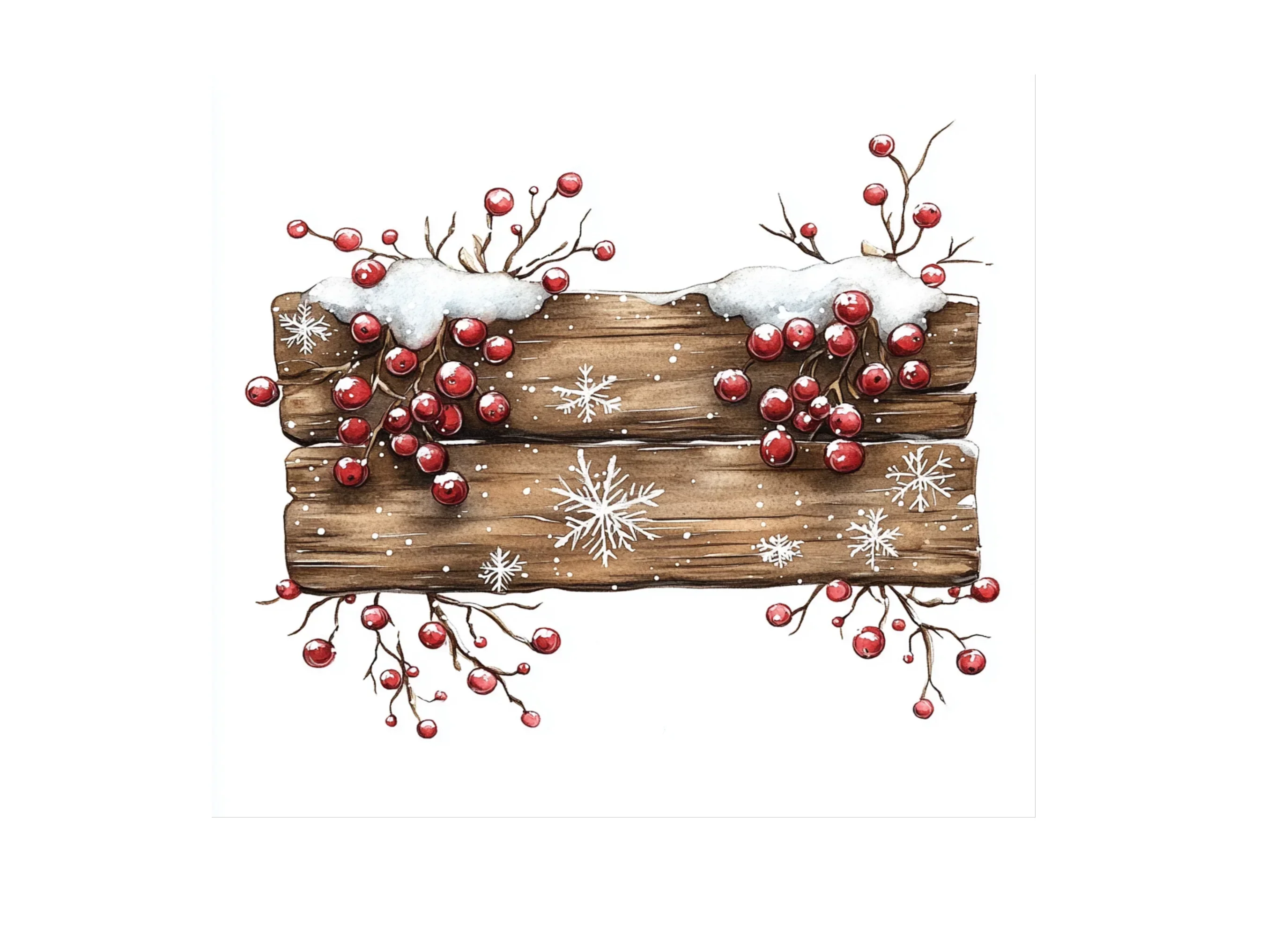 Snowy Berry Wooden Signs Clipart Bundle - Image 2