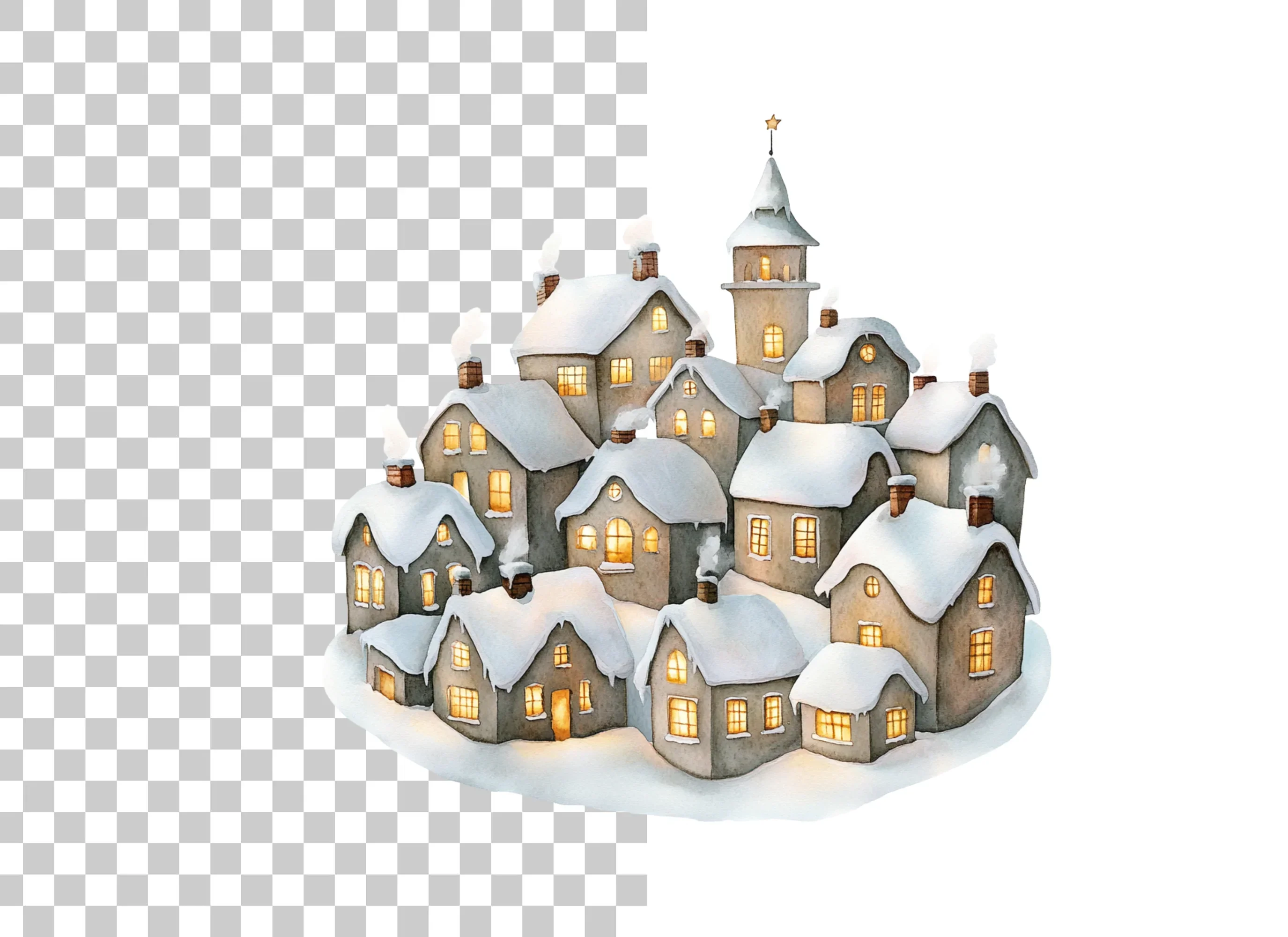 Snowy Christmas Village Clipart Bundle - Image 2