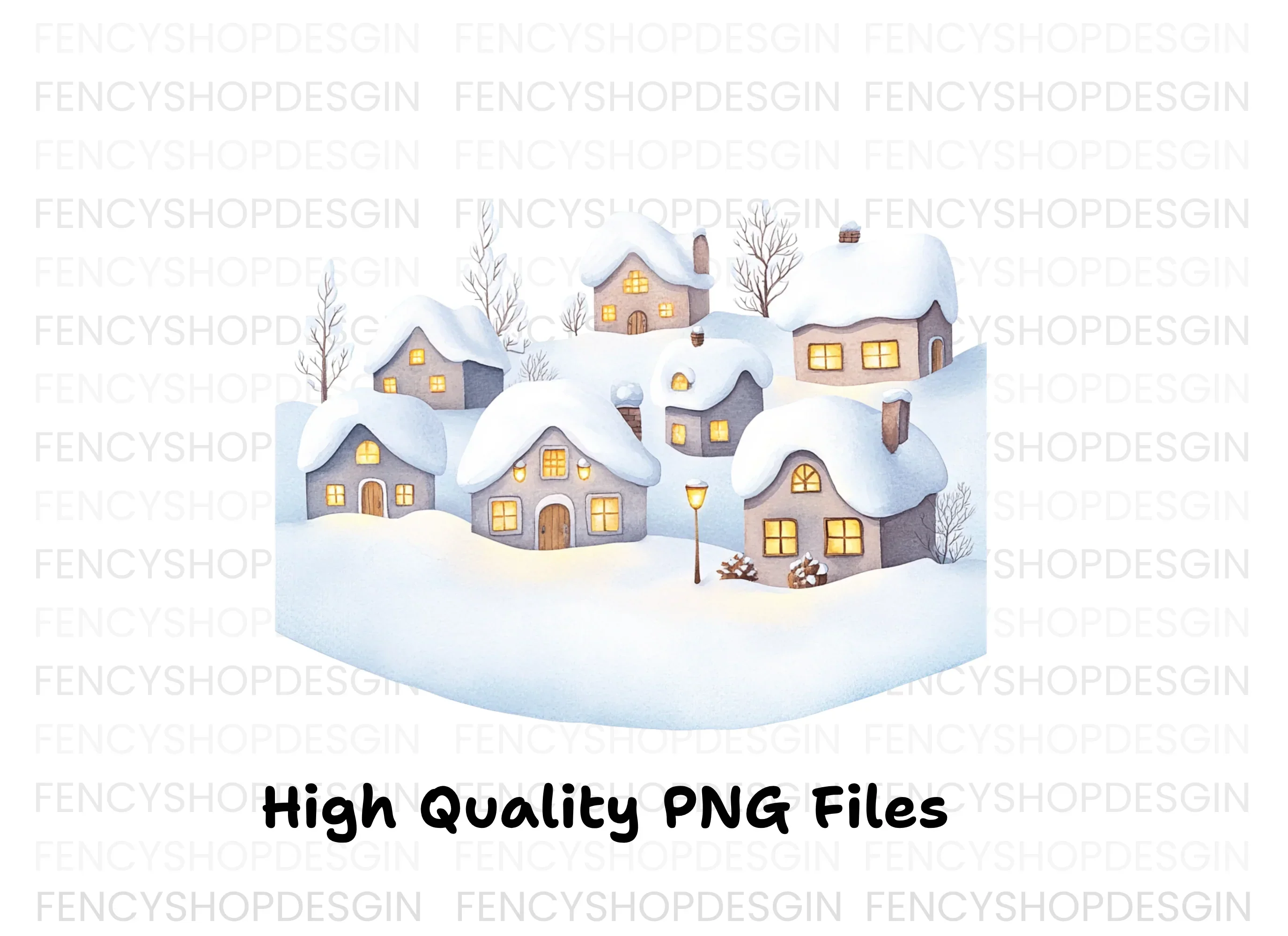 Snowy Christmas Village Clipart Bundle - Image 3