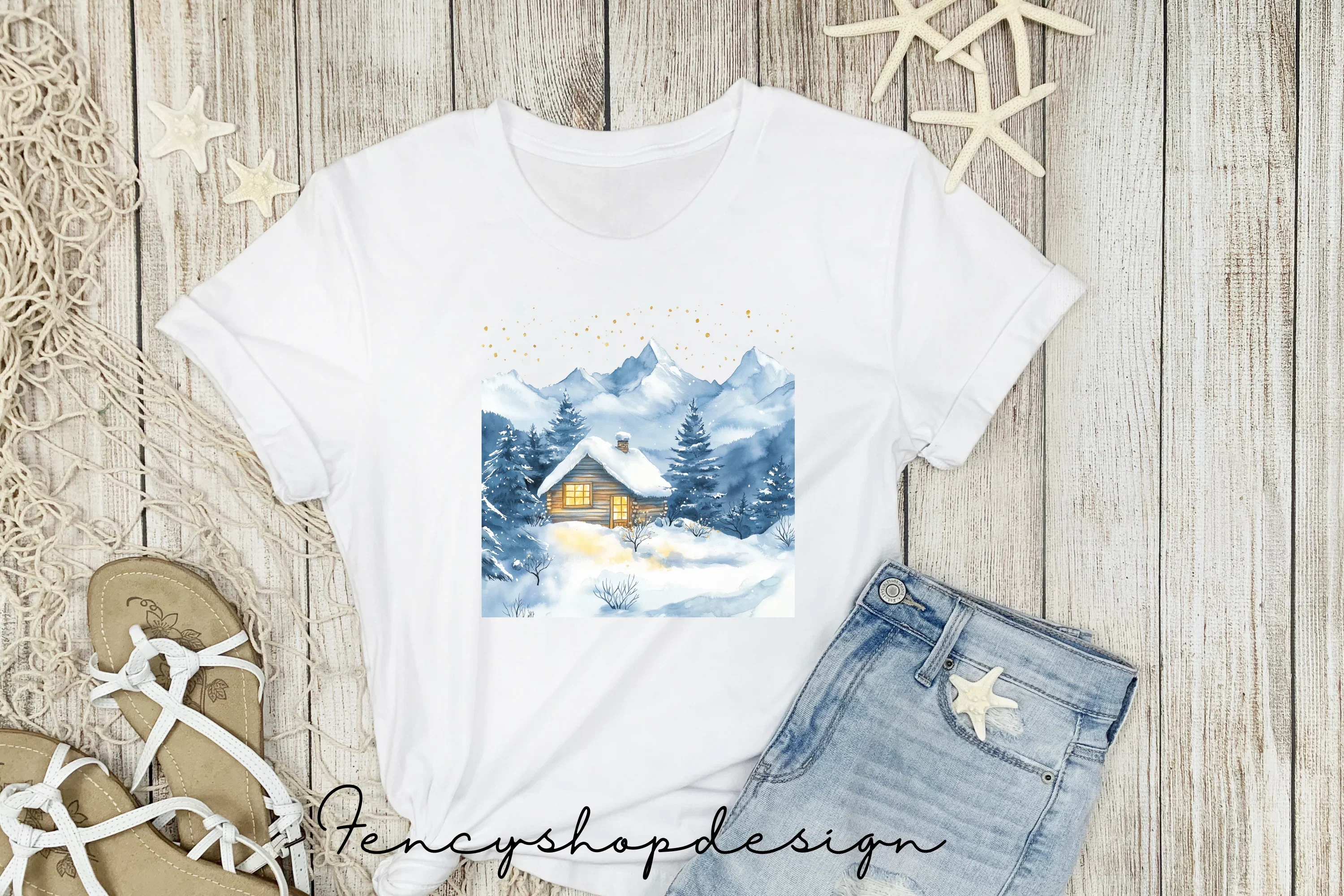Snowy Mountain Cabin Clipart Bundle - Image 5