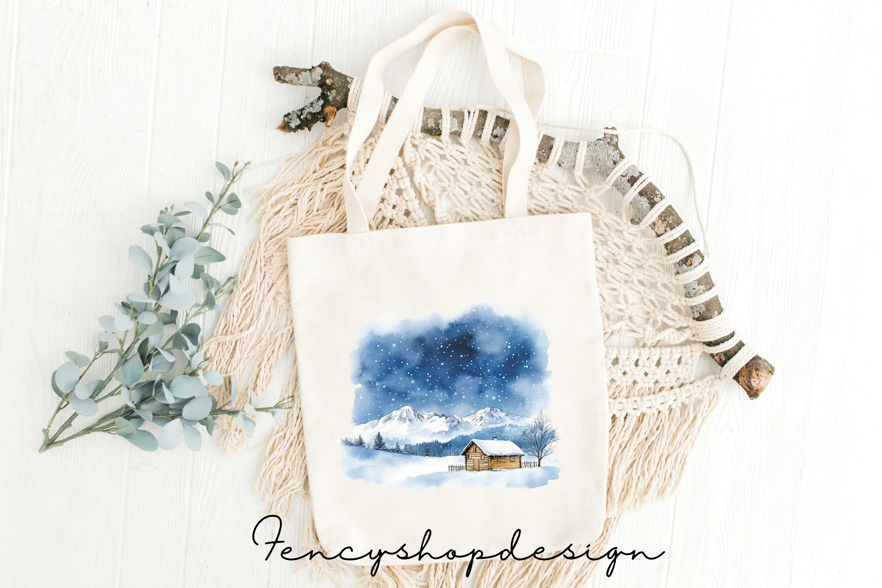 Snowy Mountain Cabin Clipart Bundle - Image 8