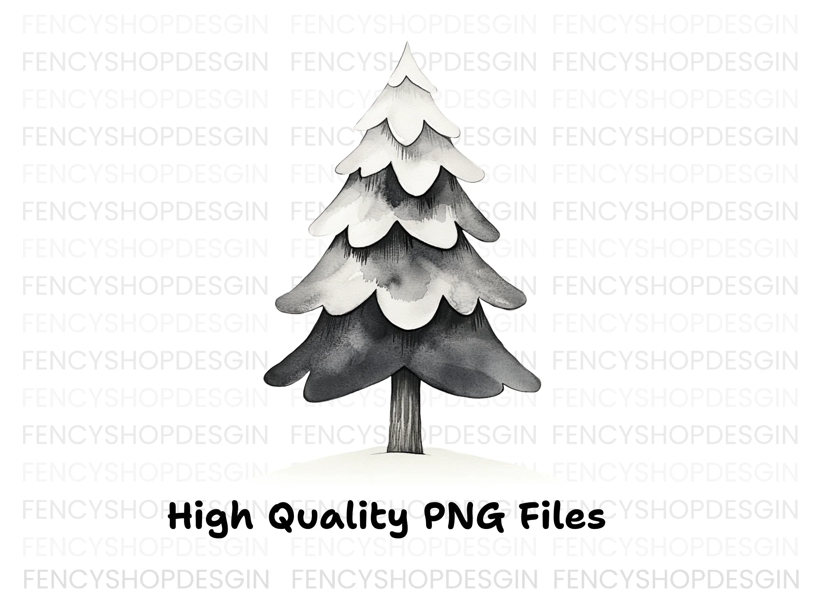Snowy Pine Tree Winter Clipart Bundle - Image 3