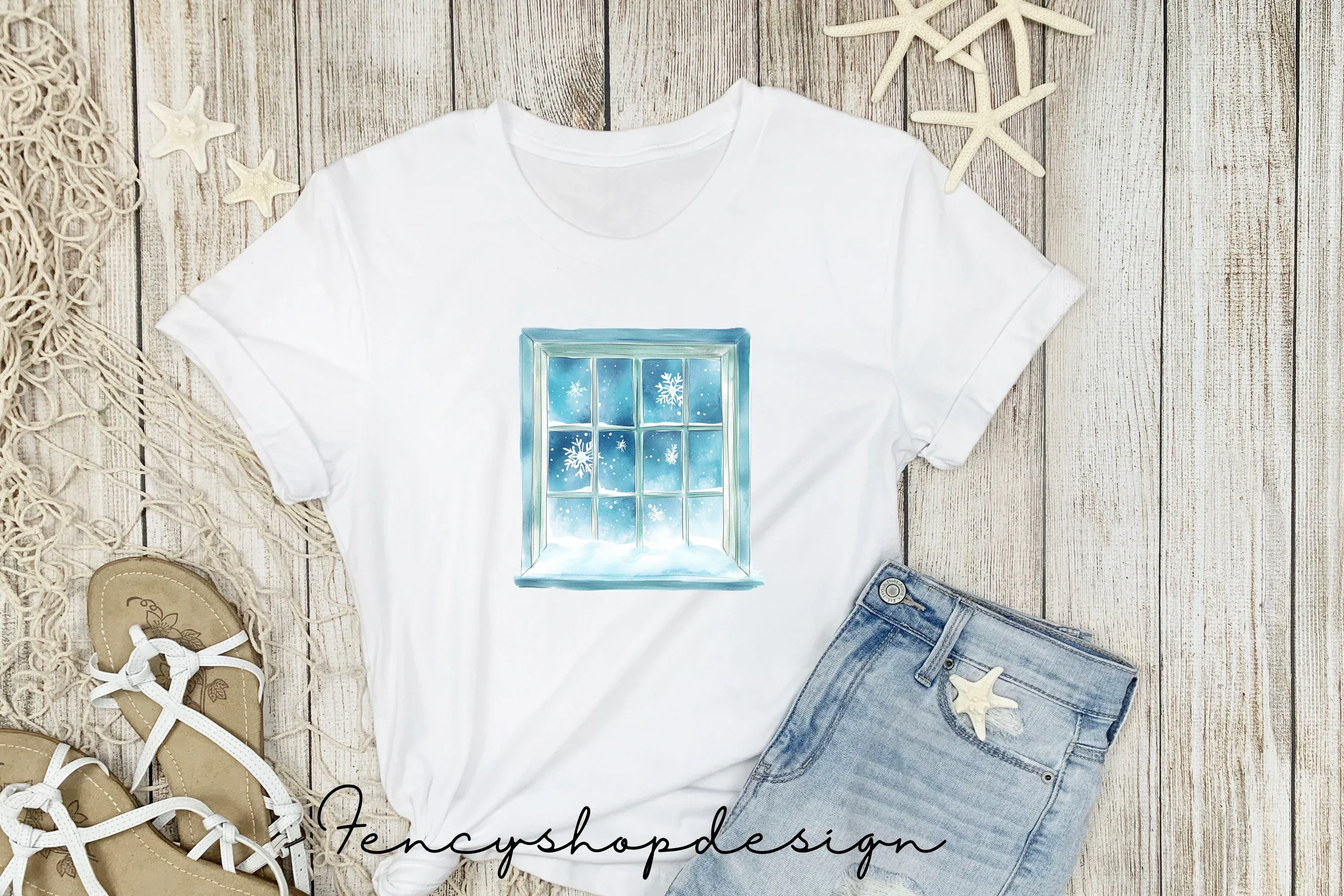 Snowy Window Winter Couple Clipart Bundle - Image 5