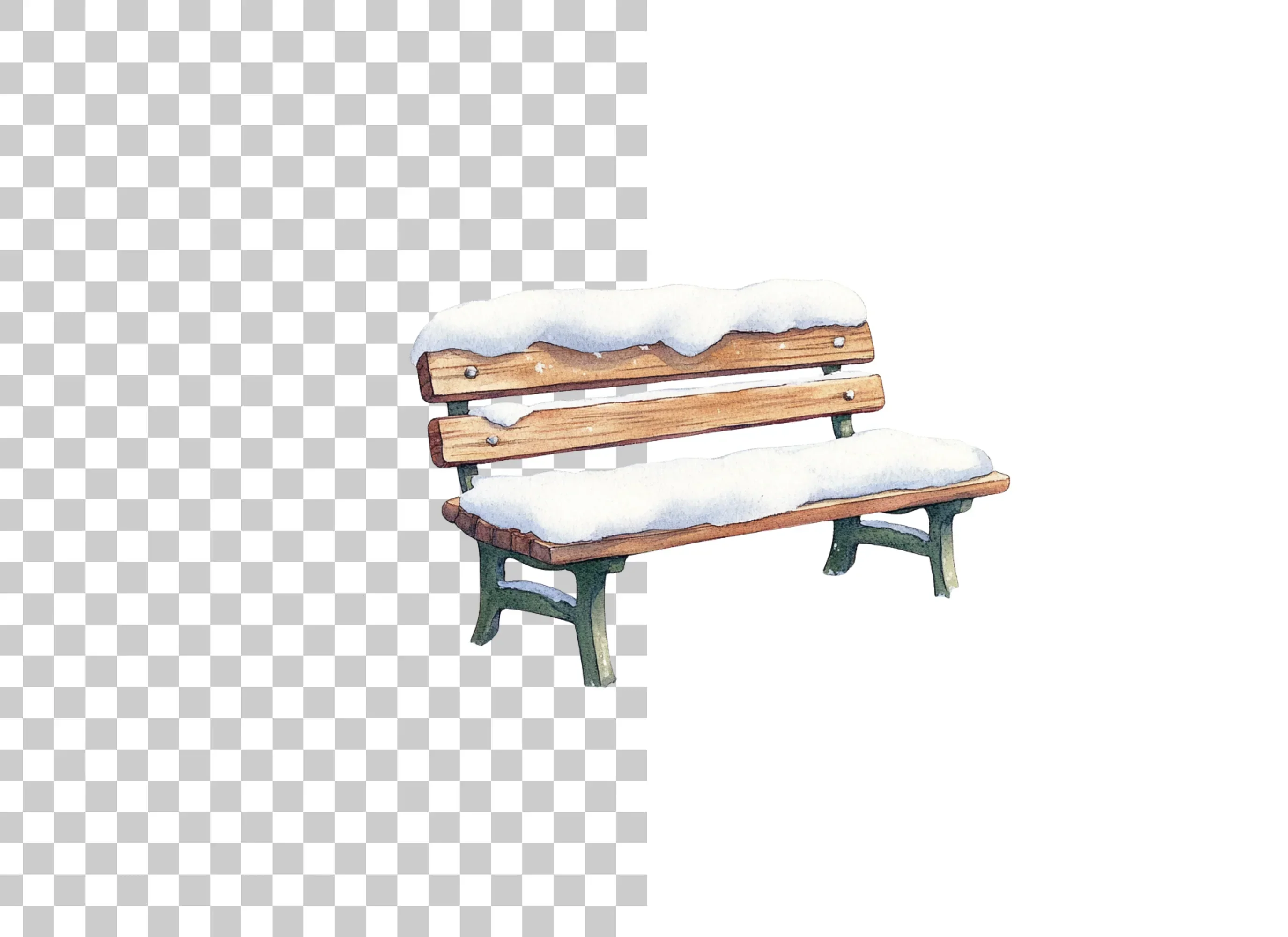 Snowy Wooden Park Bench Clipart Bundle - Image 2