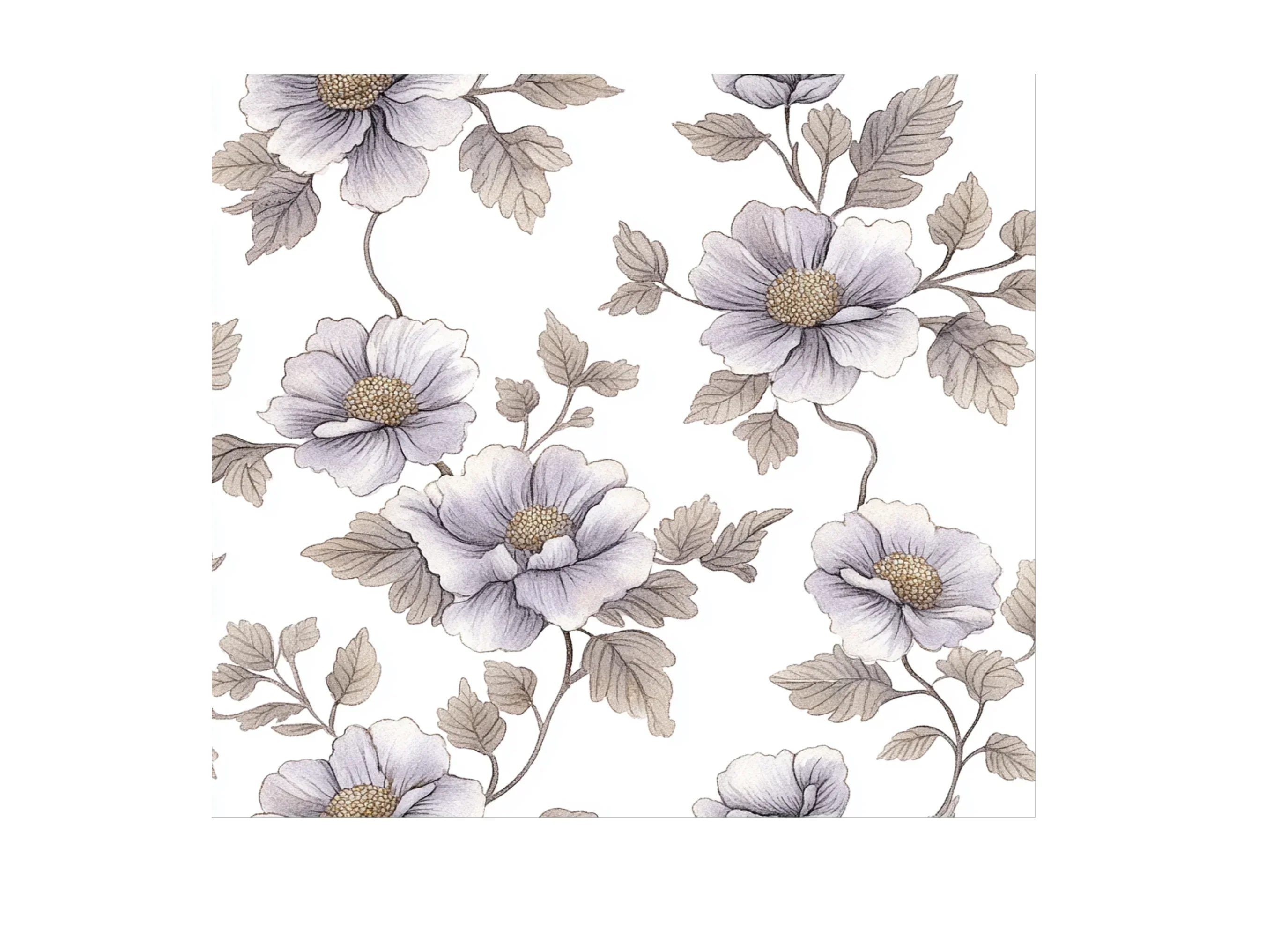Soft Grey and White Floral Clipart Bundle - Image 3