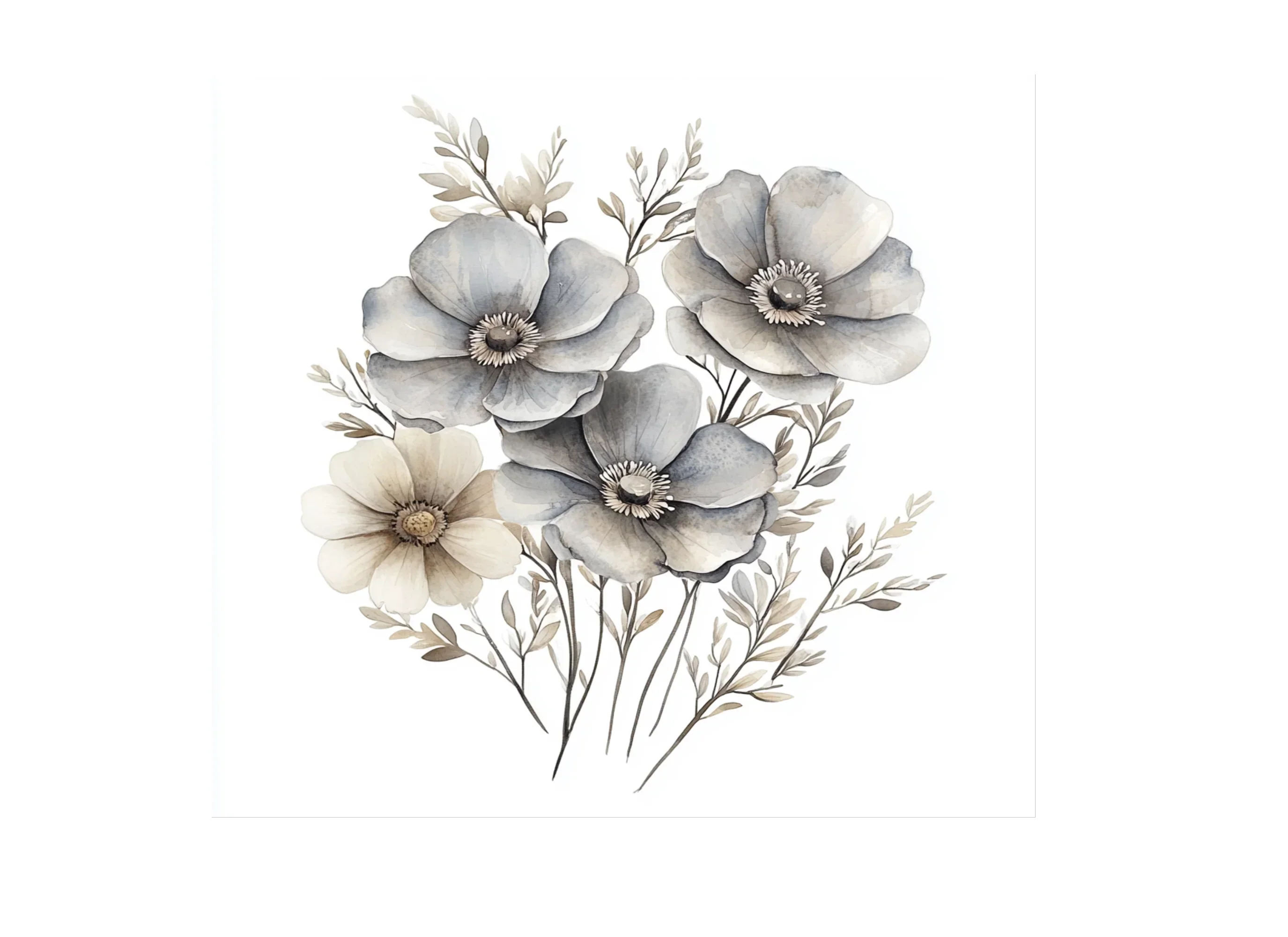Soft Neutral Floral Clipart Bundle - Image 2
