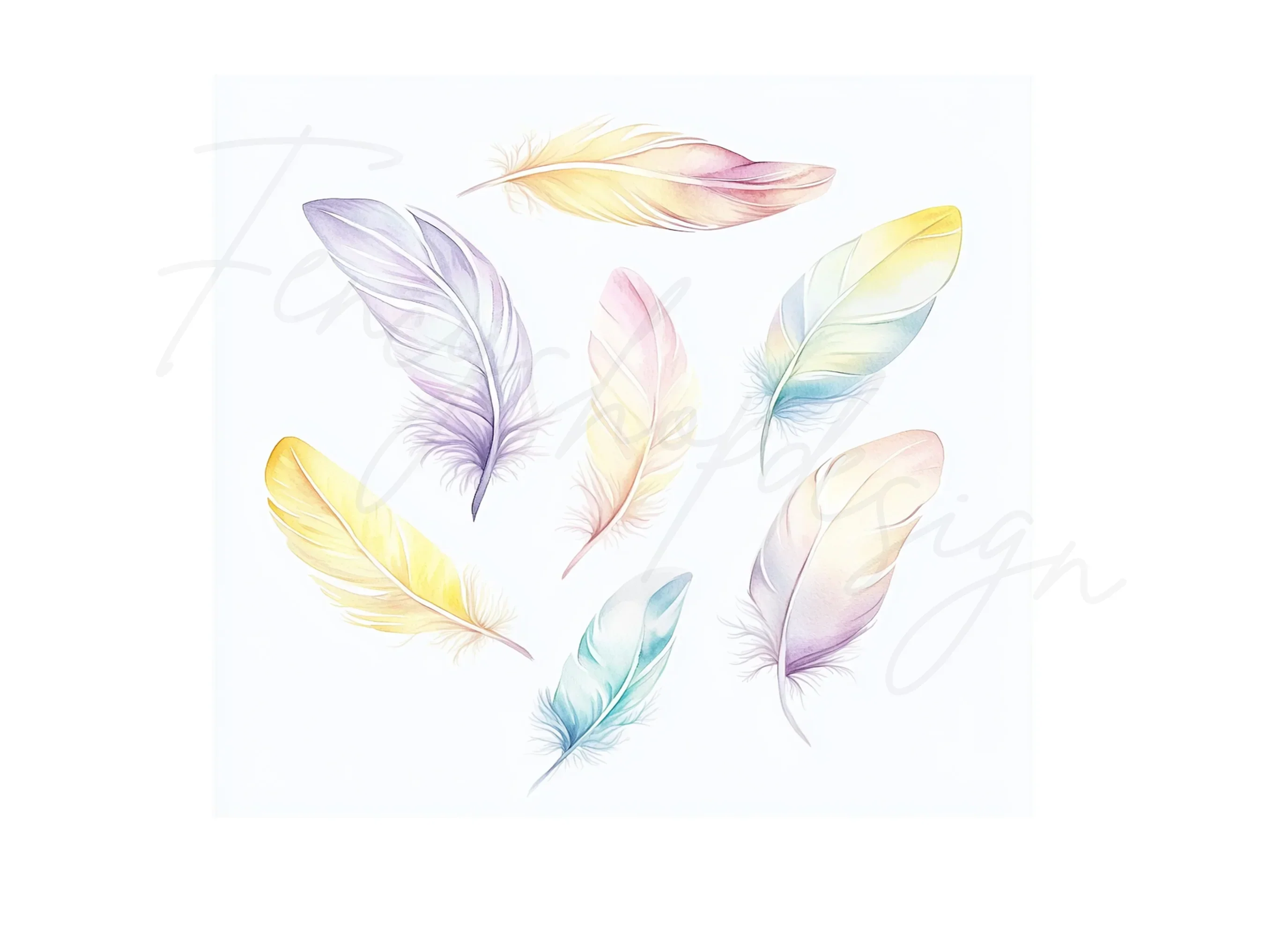 Soft Pastel Feather Clipart Bundle - Image 3