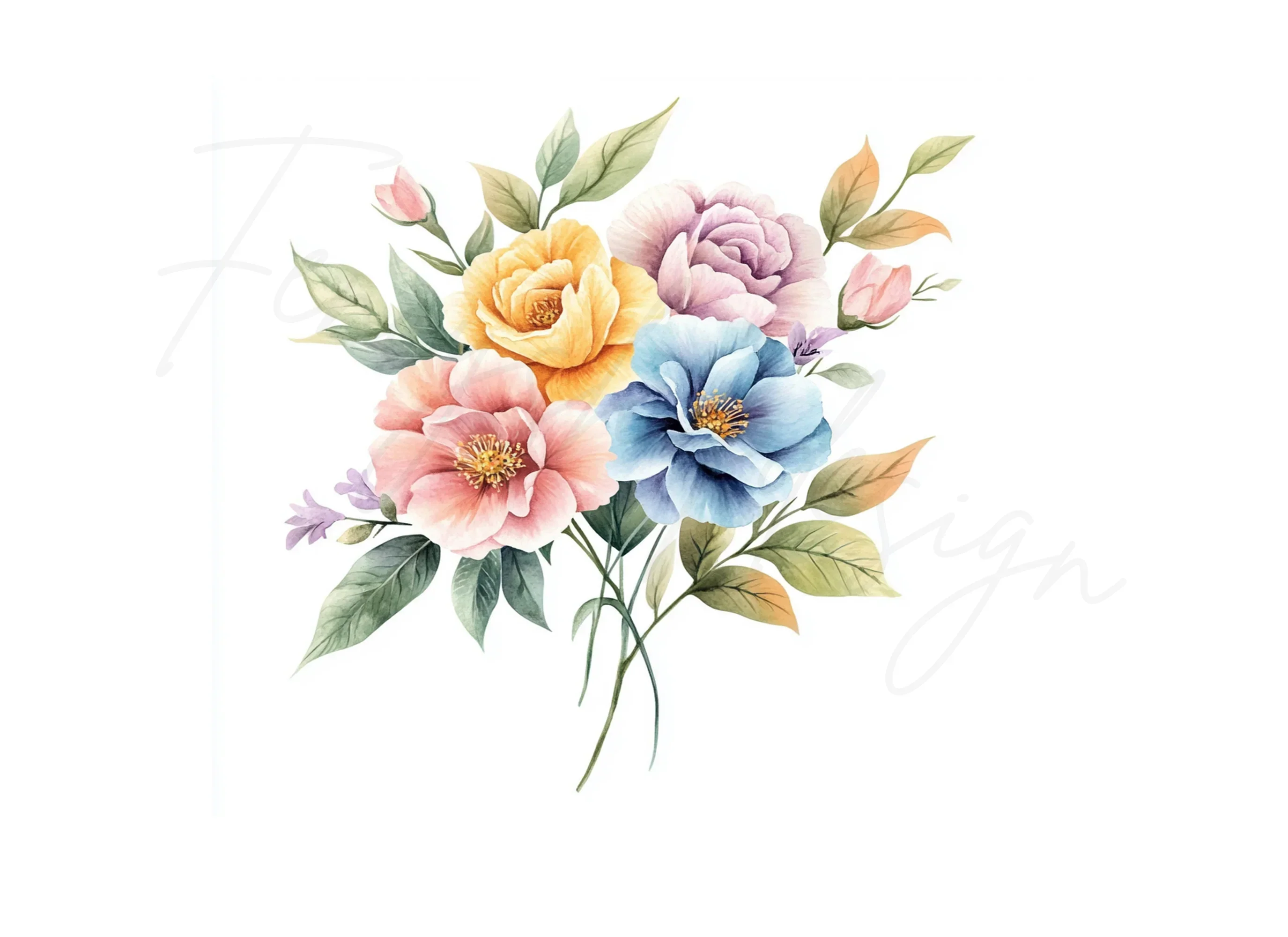 Soft Pastel Floral Bouquets Clipart Bundle - Image 3