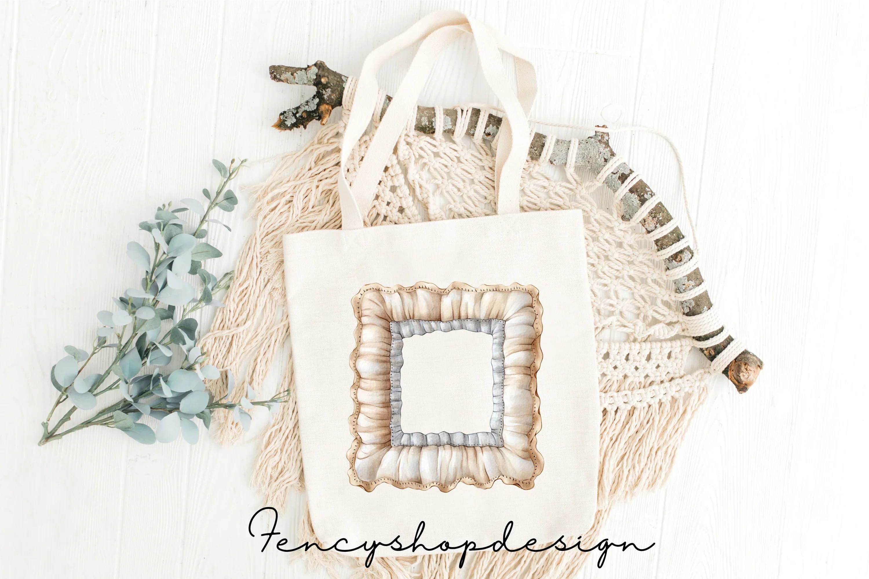 Soft Pastel Quilted Fabric Frames Clipart Bundle - Image 4
