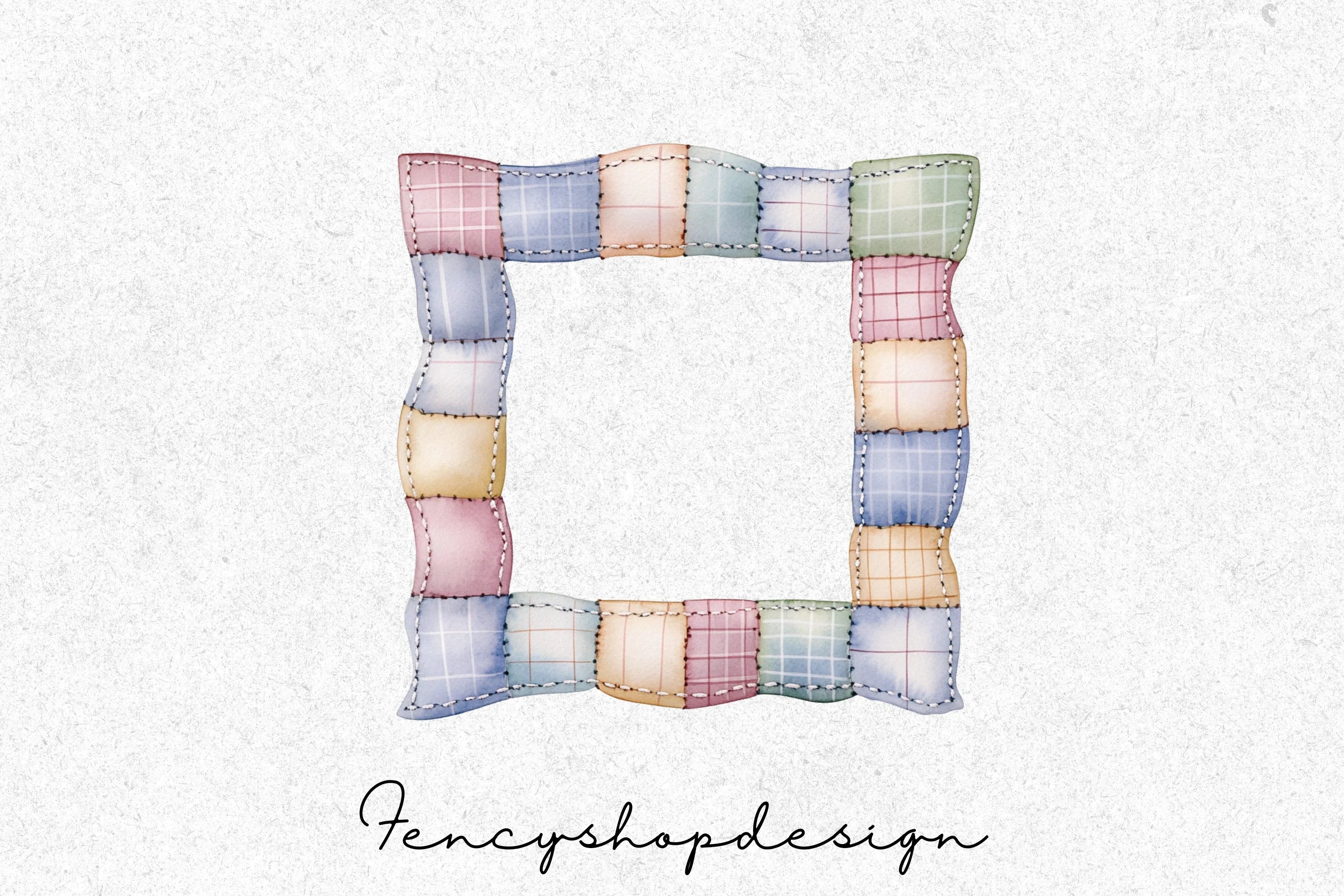 Soft Pastel Quilted Fabric Frames Clipart Bundle - Image 8