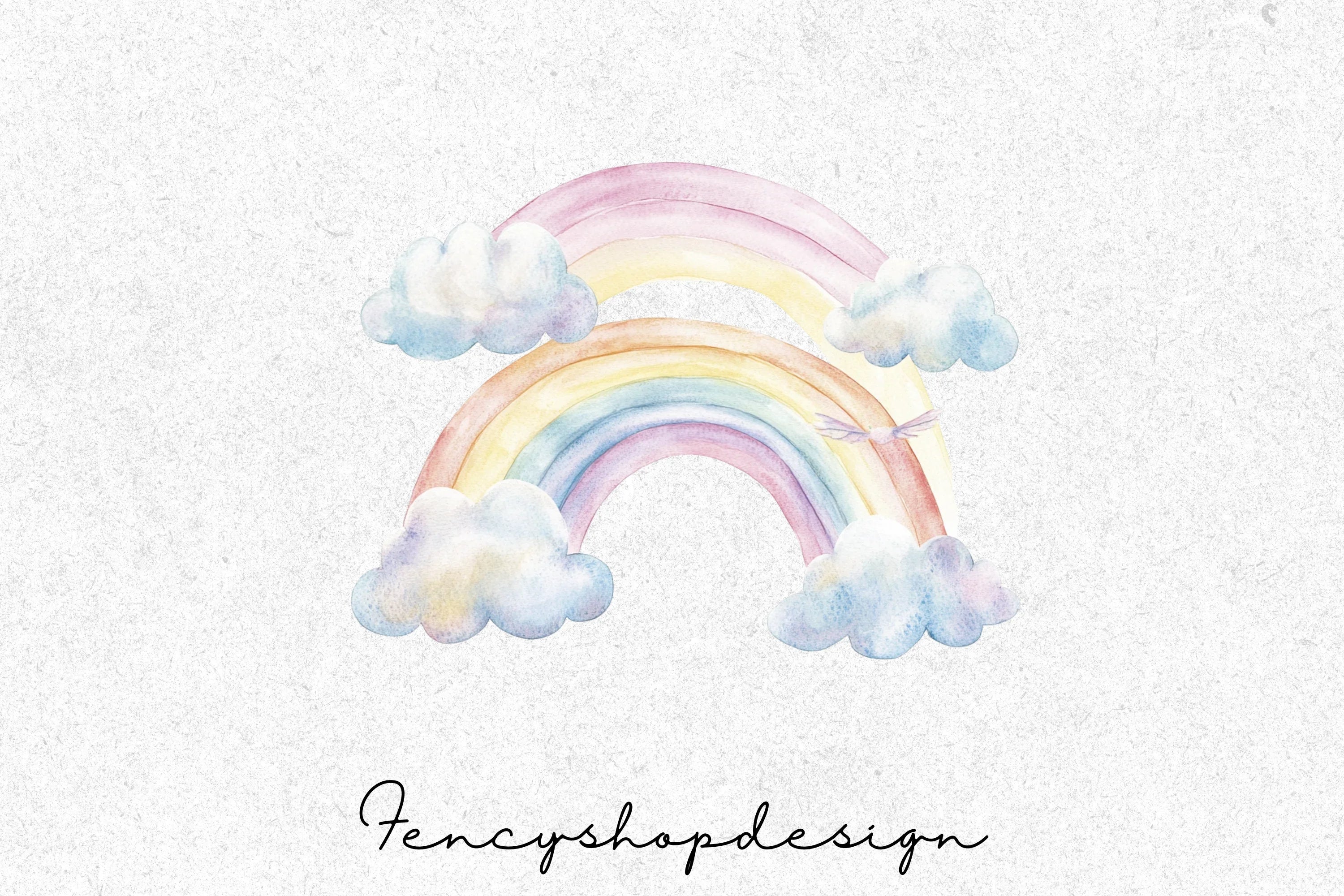 Soft Pastel Rainbow Clouds Clipart Bundle - Image 4