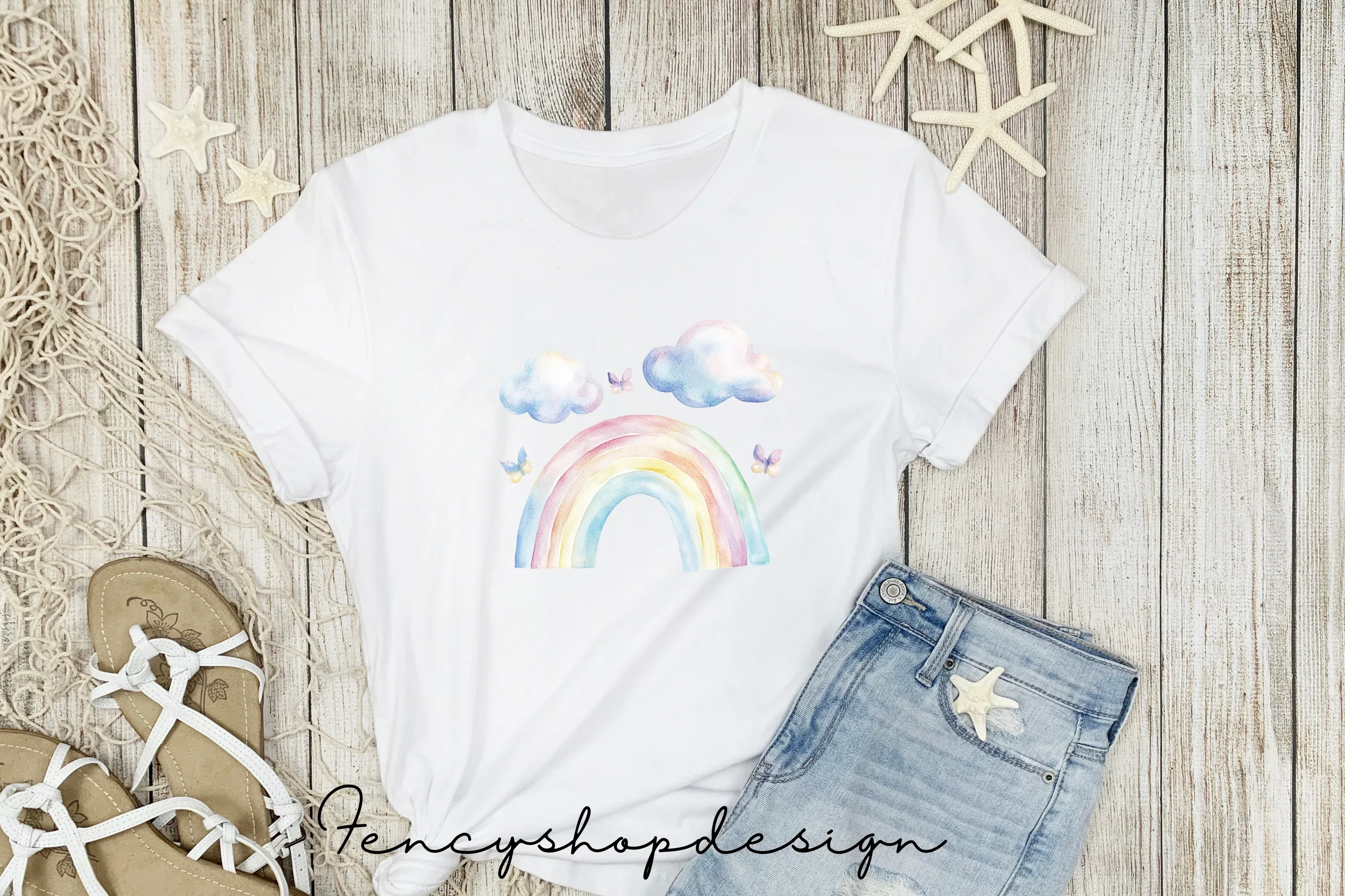 Soft Pastel Rainbow Clouds Clipart Bundle - Image 5