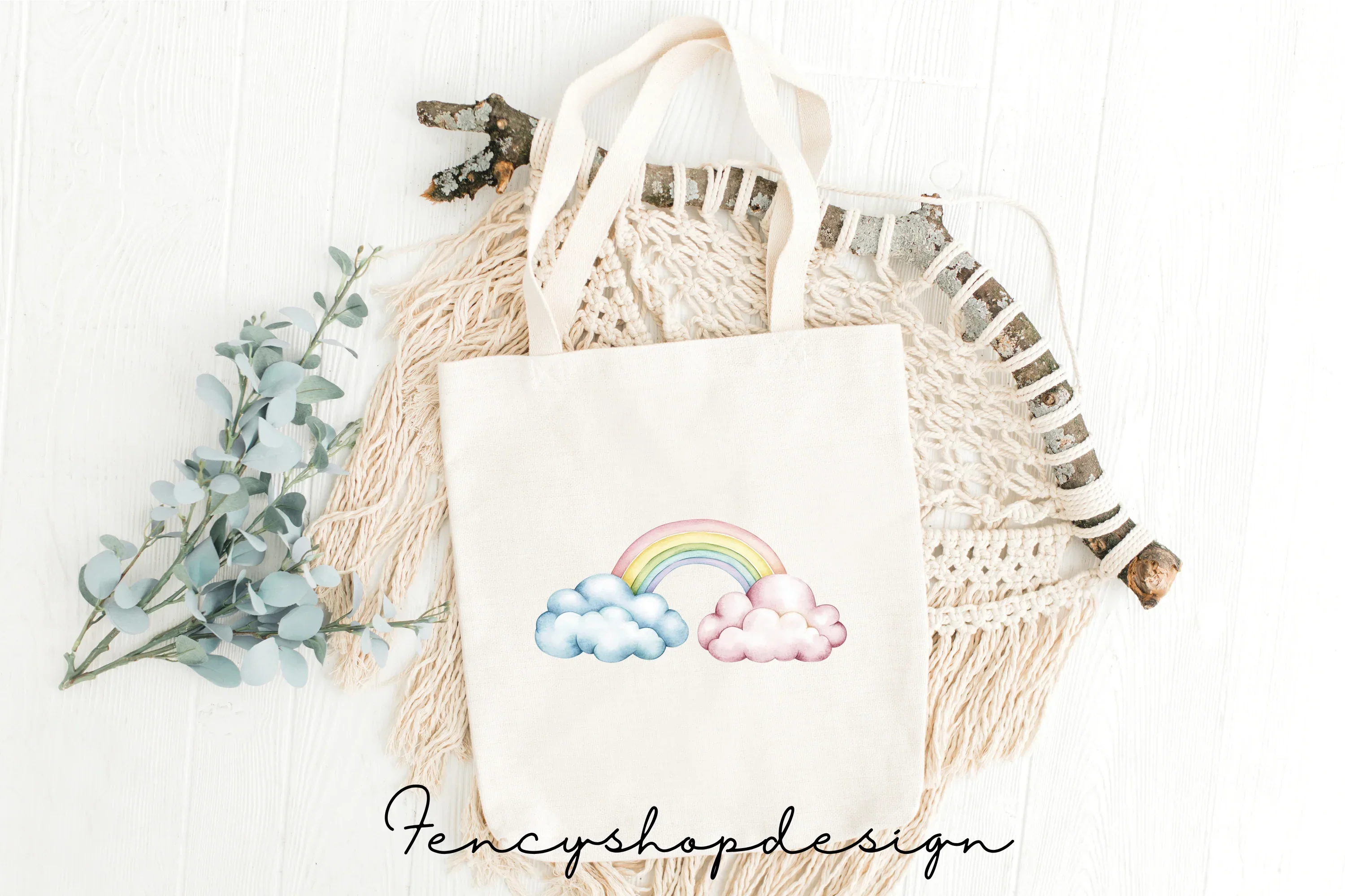 Soft Pastel Rainbow Clouds Clipart Bundle - Image 8