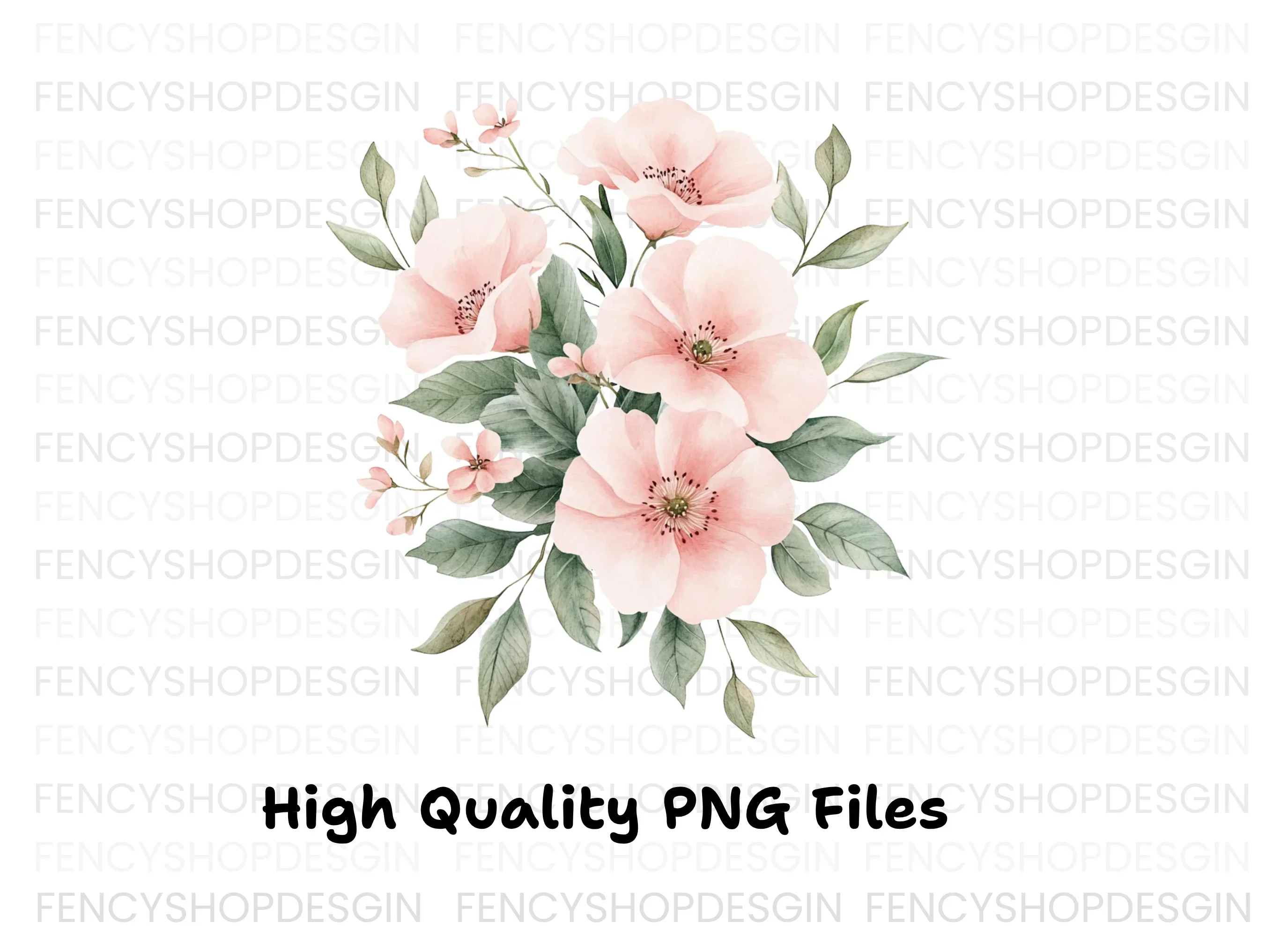 Soft Pink Floral Bouquet Clipart Bundle - Image 3