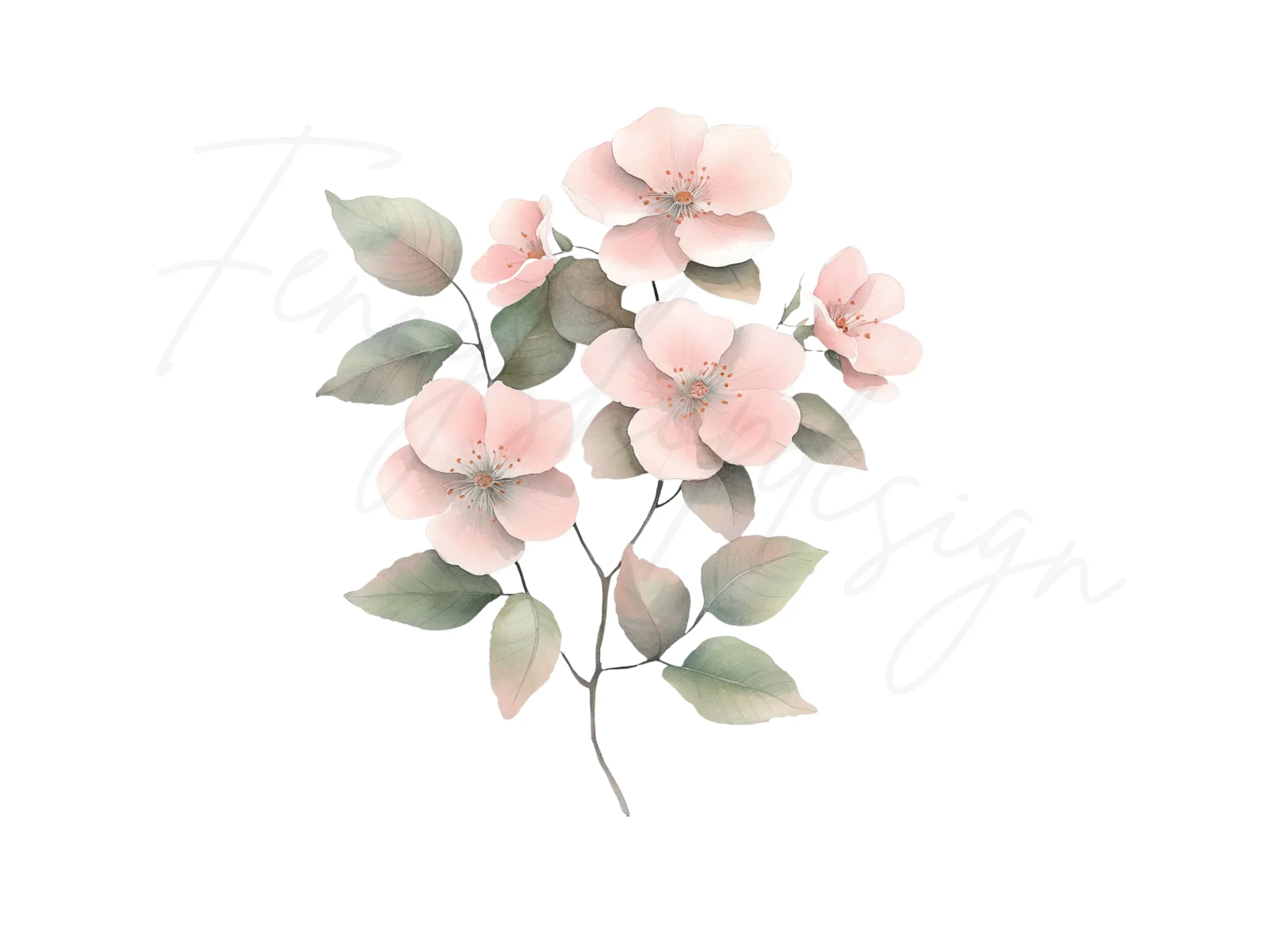 Soft Pink Floral Clipart Bundle - Image 3
