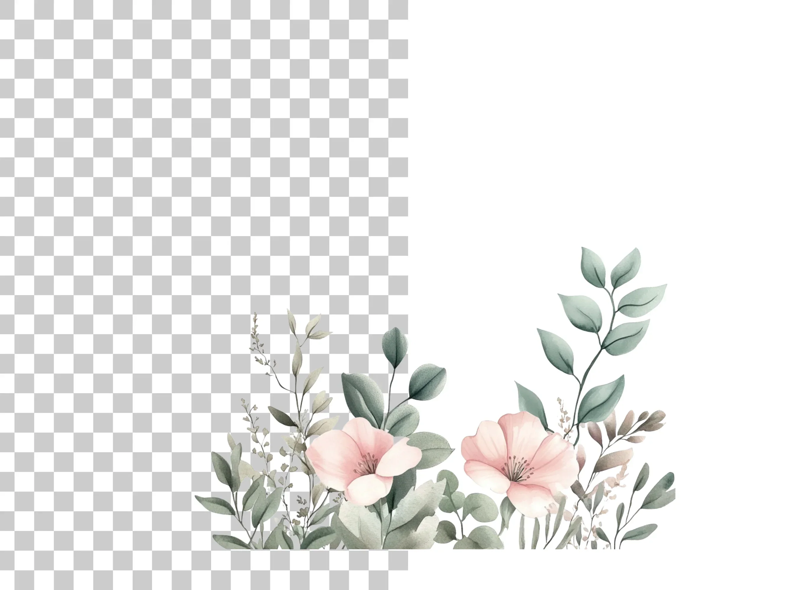 Soft Pink Floral Greenery Clipart Bundle - Image 2