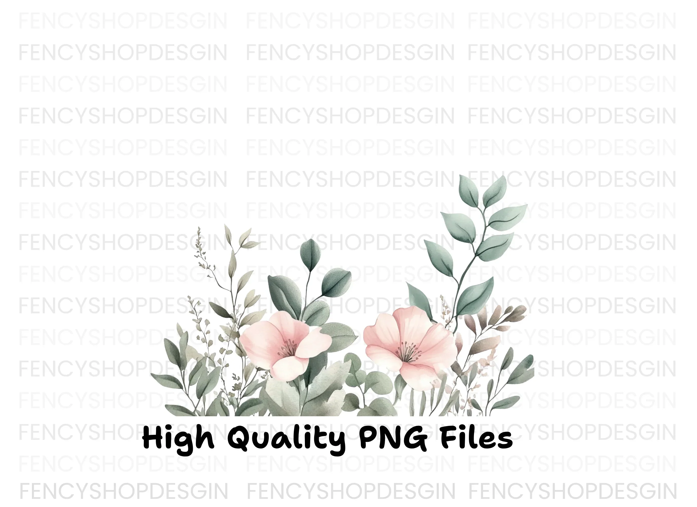Soft Pink Floral Greenery Clipart Bundle - Image 3