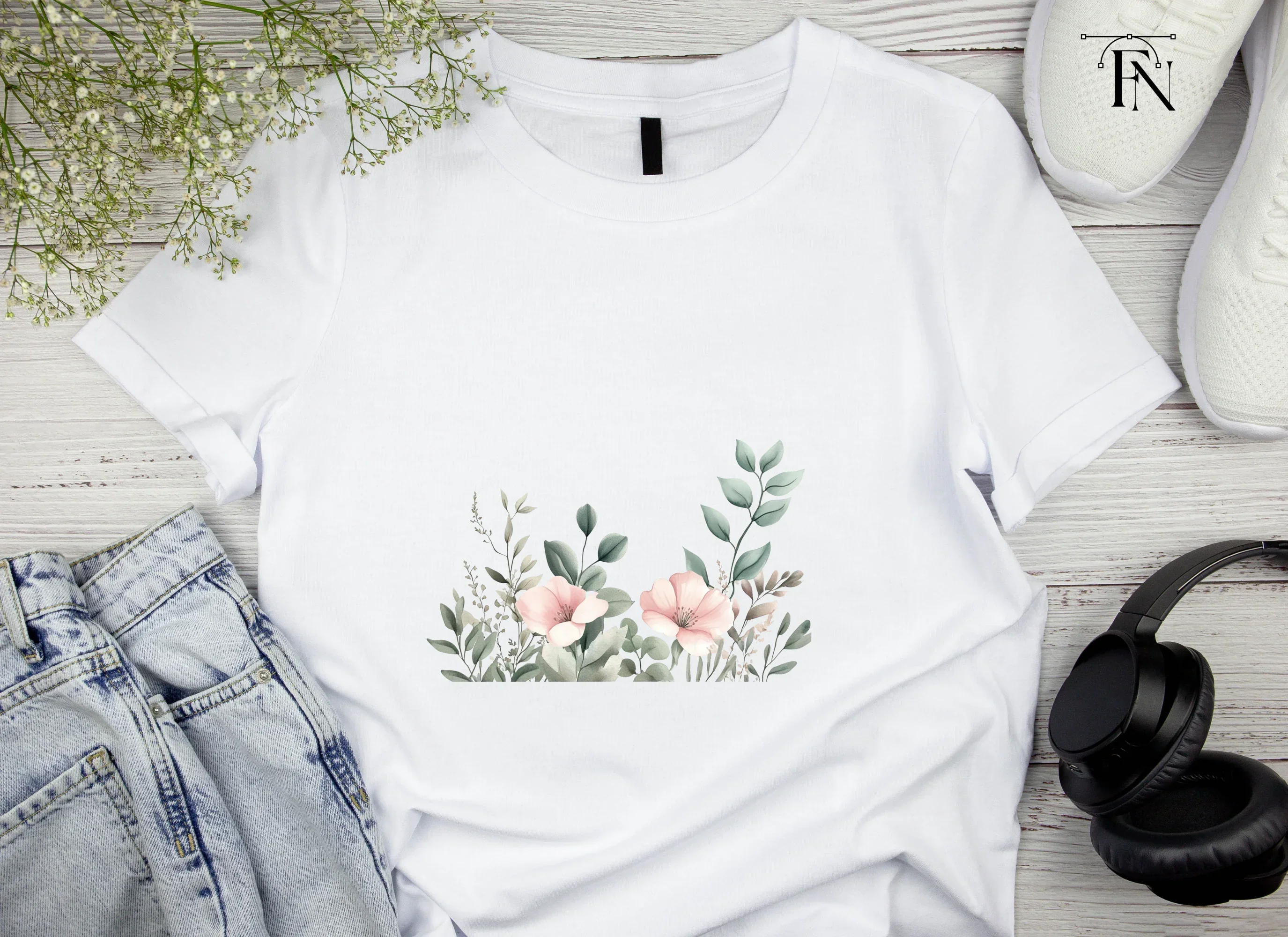 Soft Pink Floral Greenery Clipart Bundle - Image 4