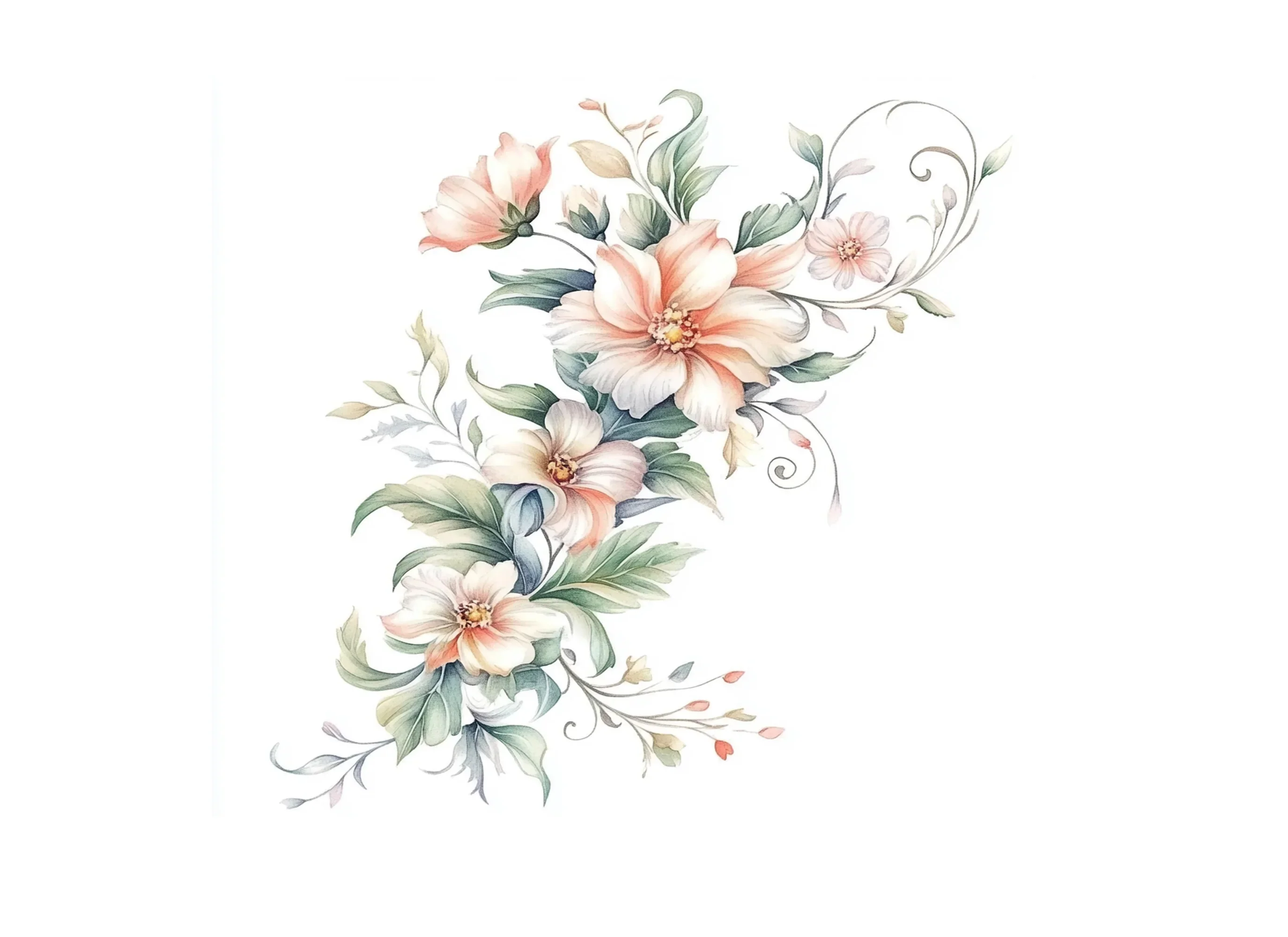 Soft Pink Rose Vines Clipart Bundle - Image 3