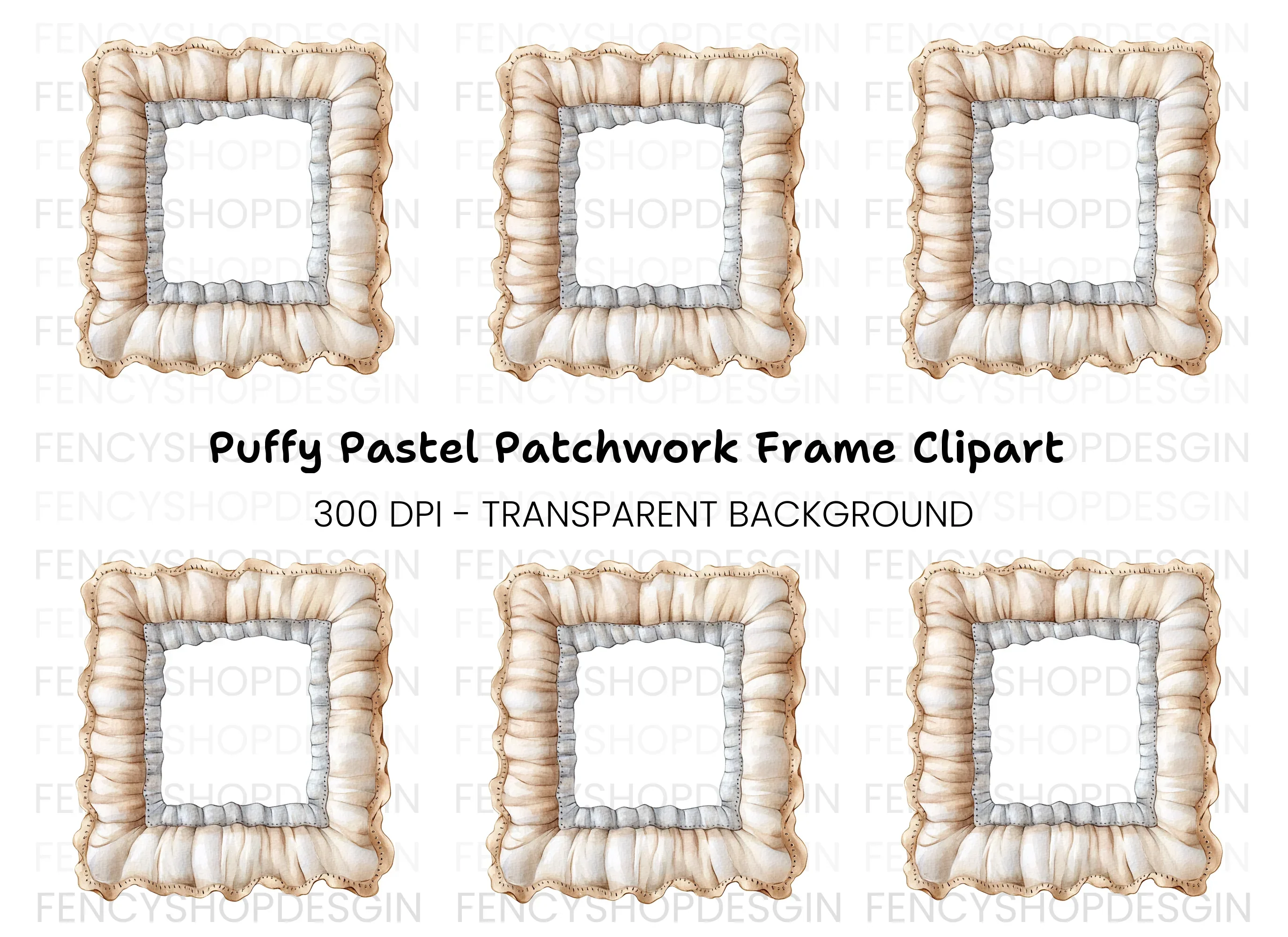 Soft Ruffled Fabric Frame Clipart Bundle