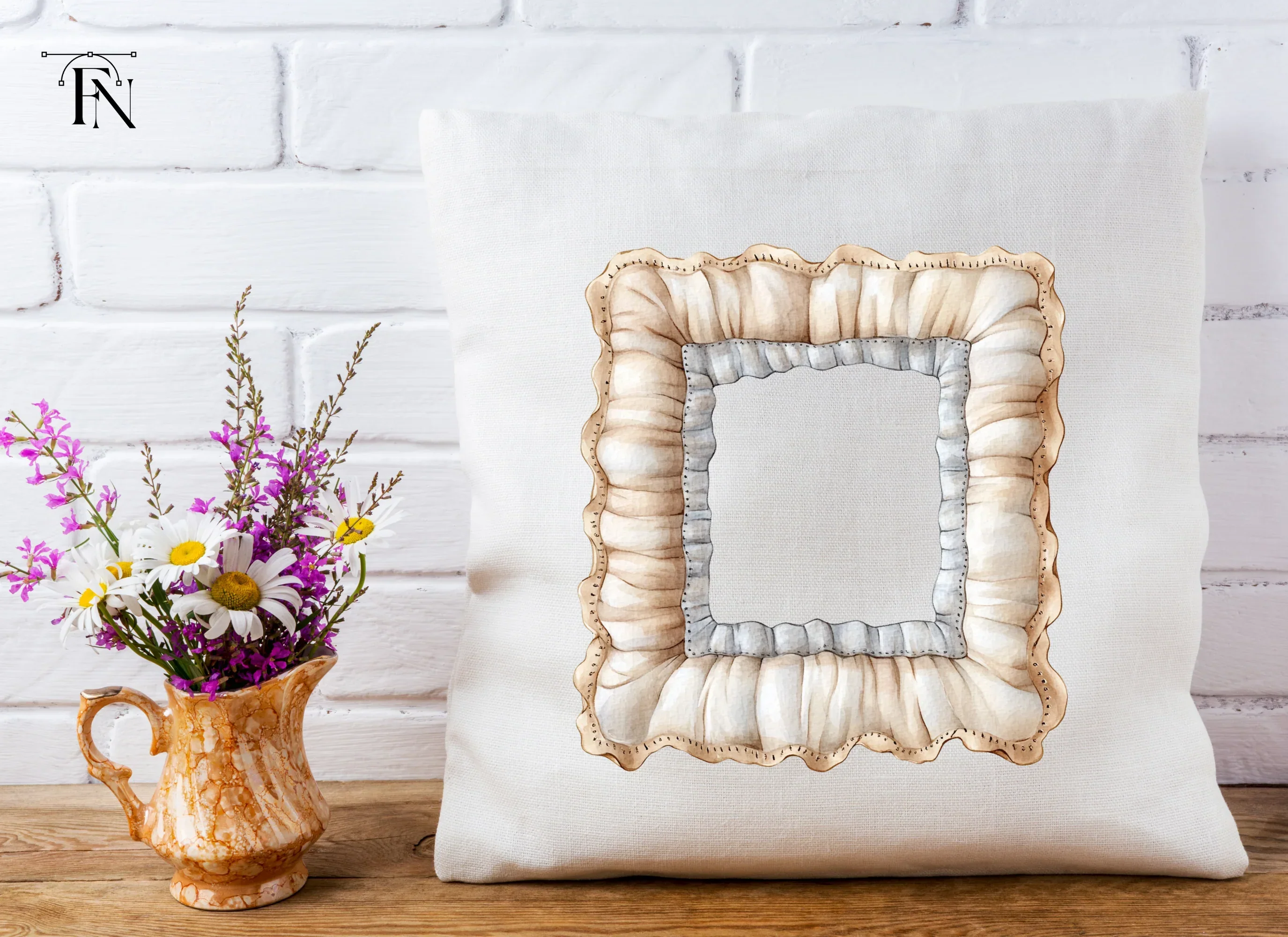 Soft Ruffled Fabric Frame Clipart Bundle - Image 5
