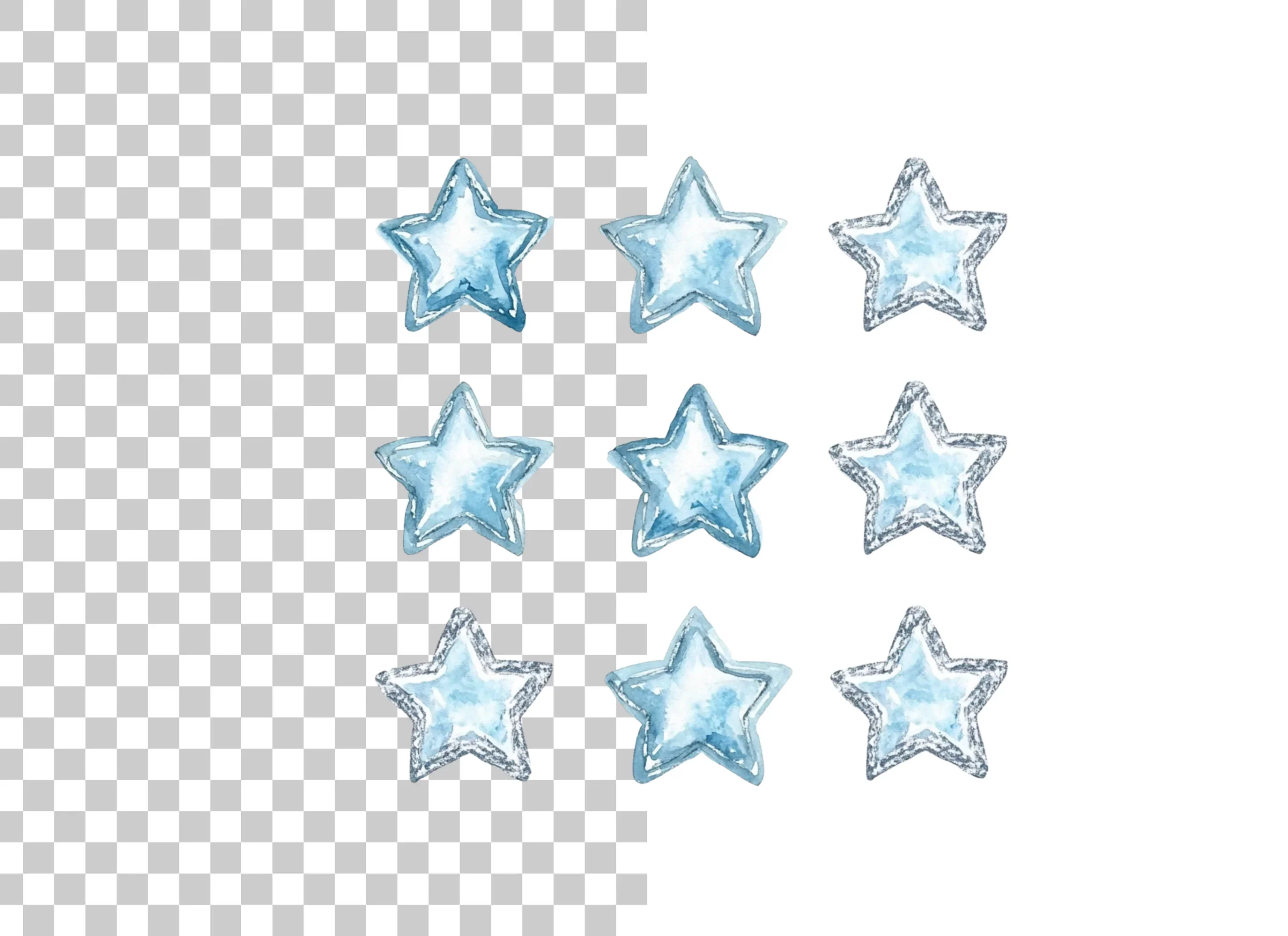 Sparkling Blue Star Gemstone Clipart Bundle - Image 2