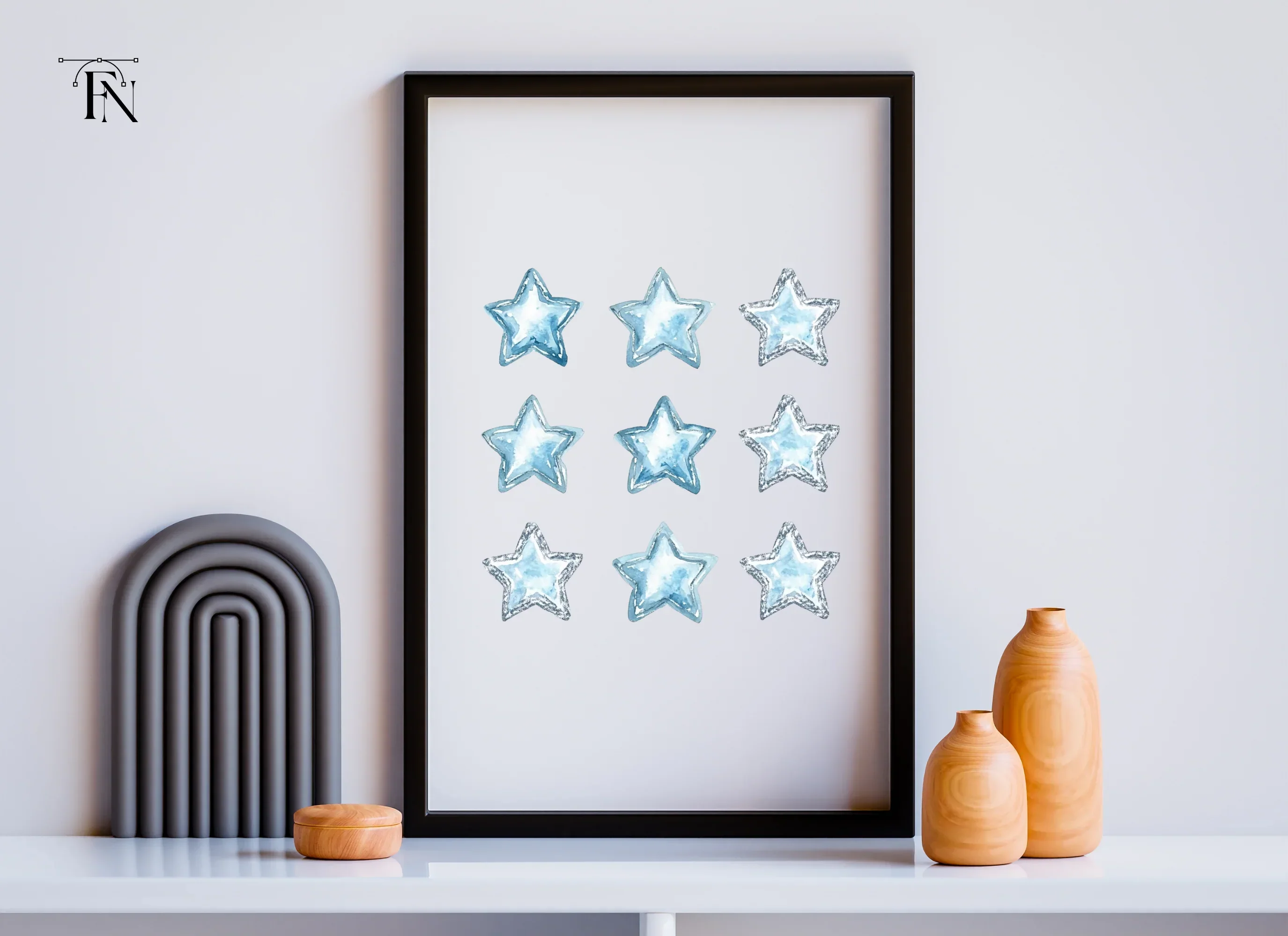 Sparkling Blue Star Gemstone Clipart Bundle - Image 6