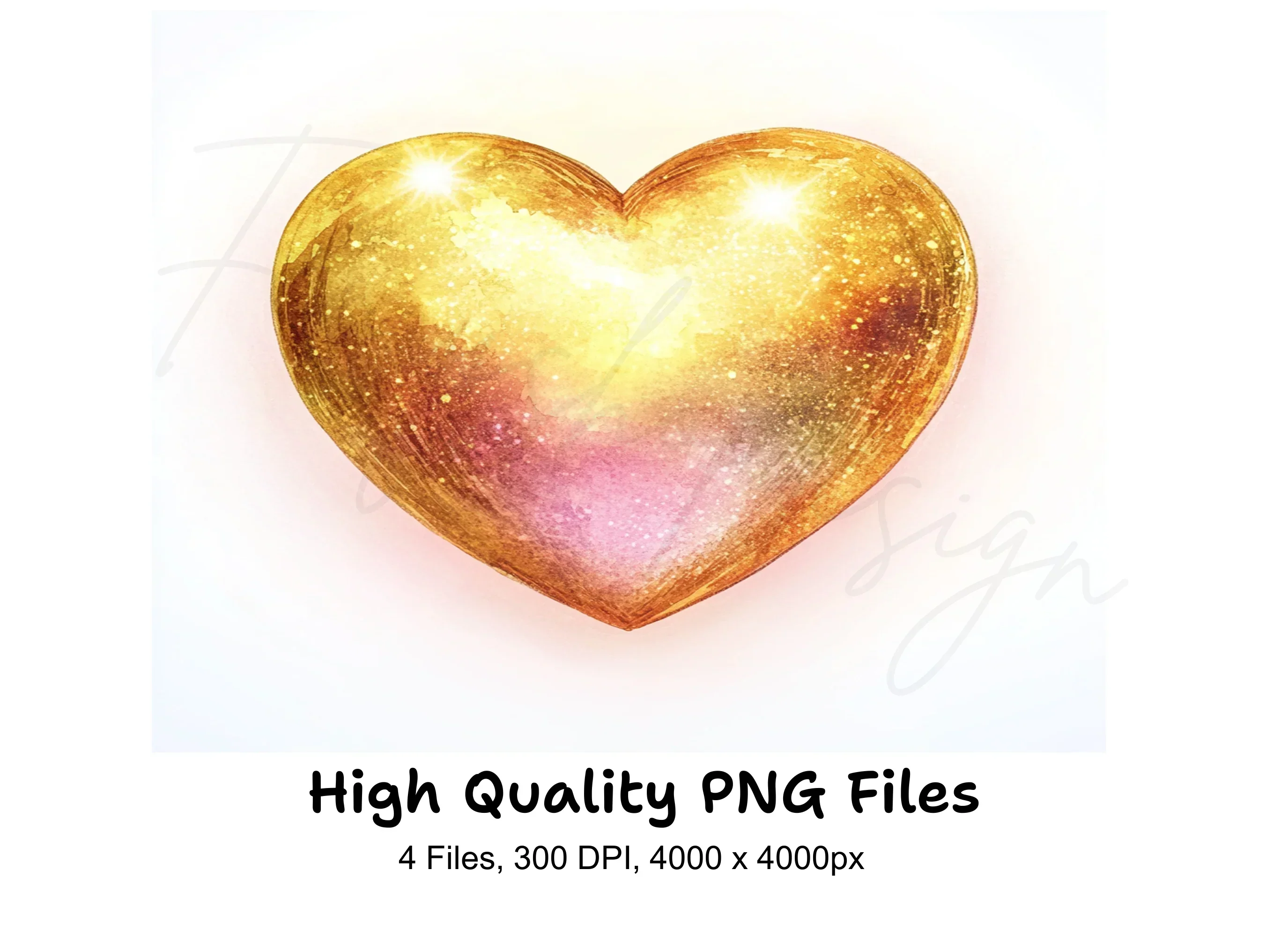 Sparkling Golden Hearts Clipart Bundle