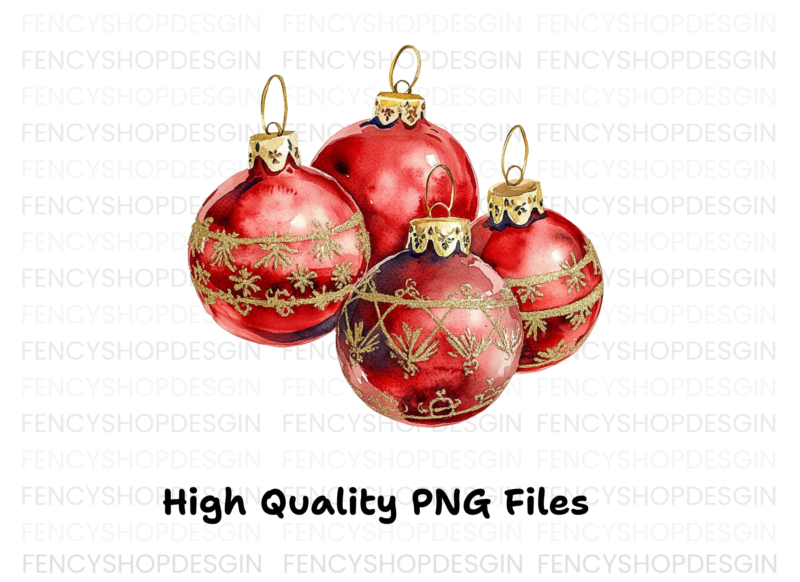 Sparkling Red Christmas Baubles Clipart Bundle - Image 3