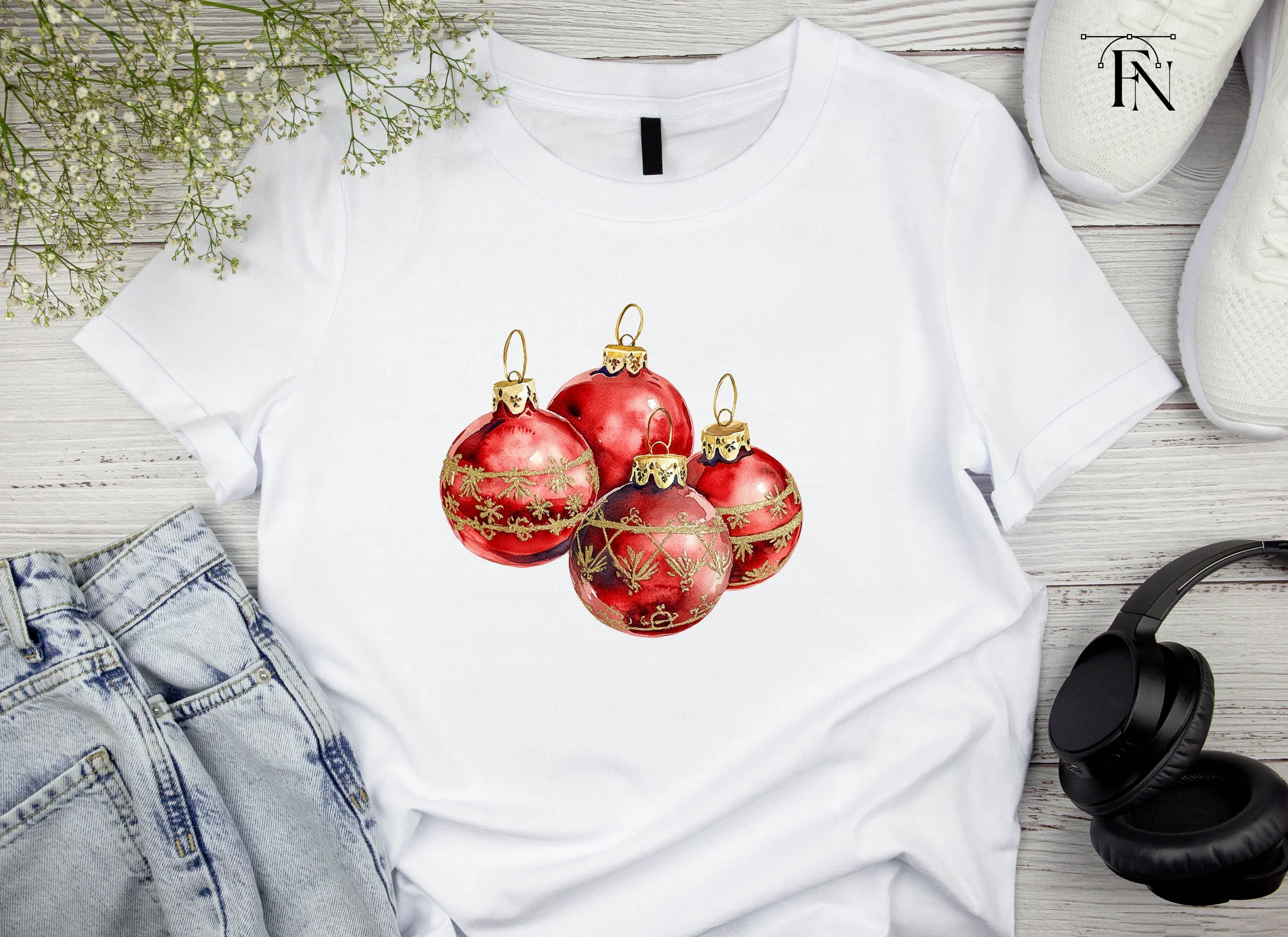 Sparkling Red Christmas Baubles Clipart Bundle - Image 4