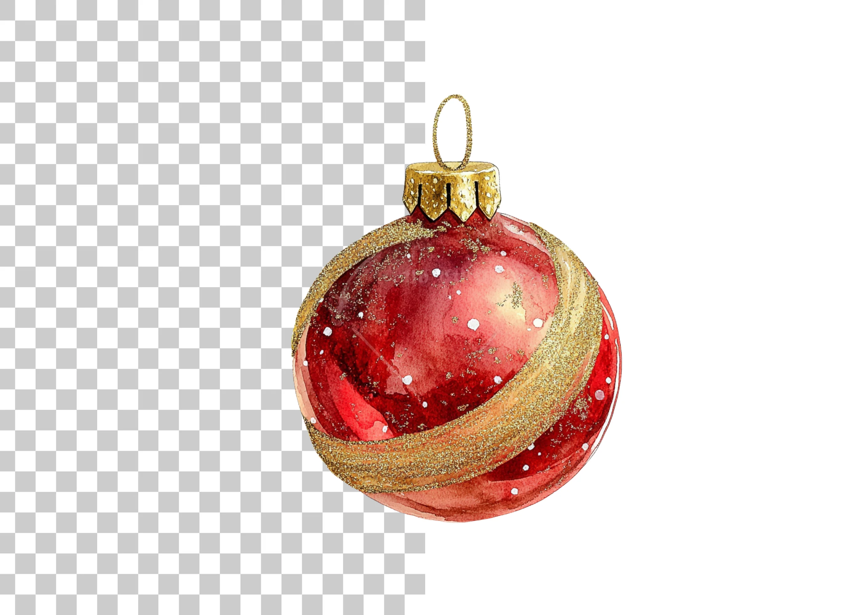 Sparkling Red Christmas Ornament Clipart Bundle - Image 2