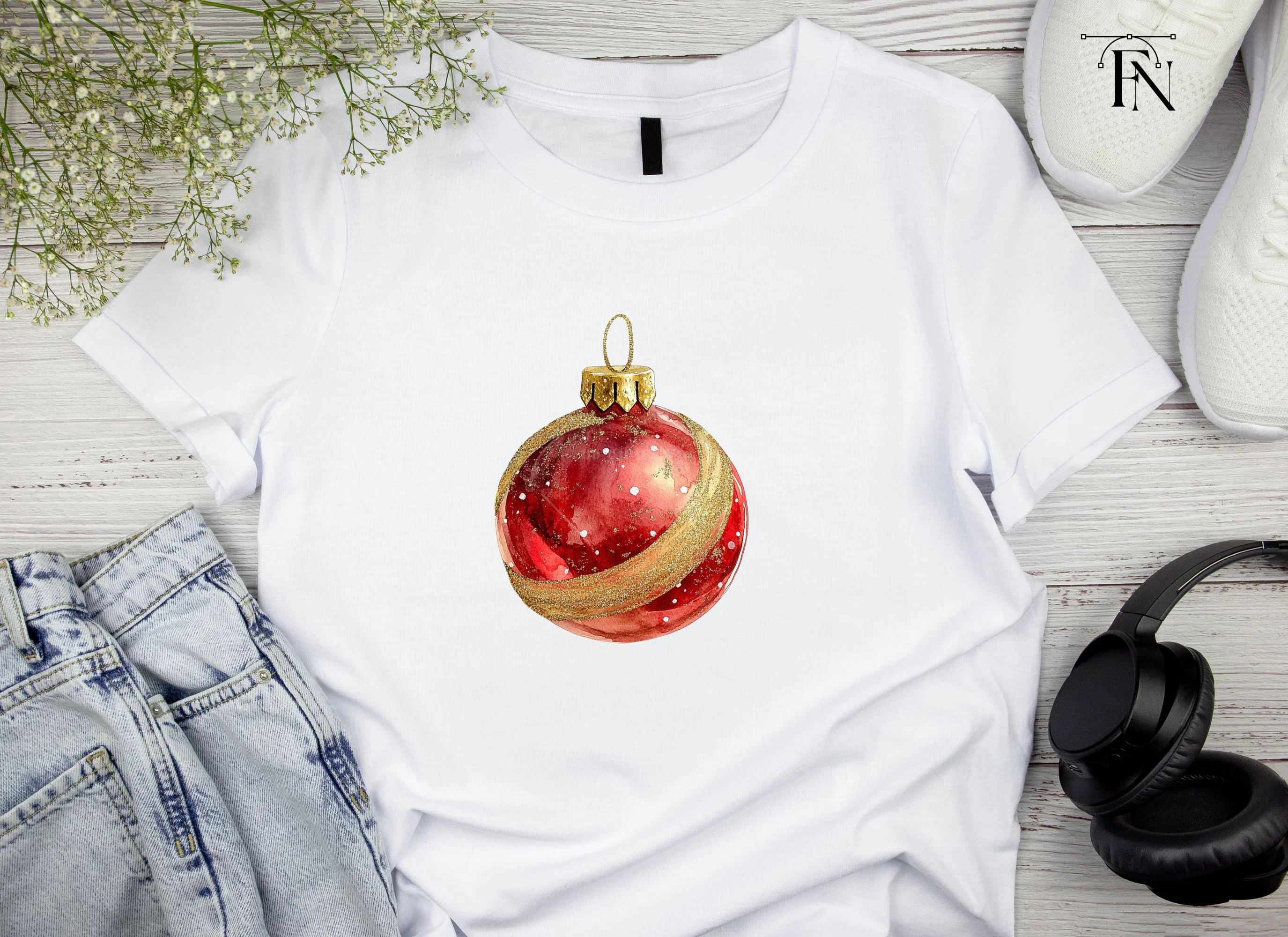 Sparkling Red Christmas Ornament Clipart Bundle - Image 3