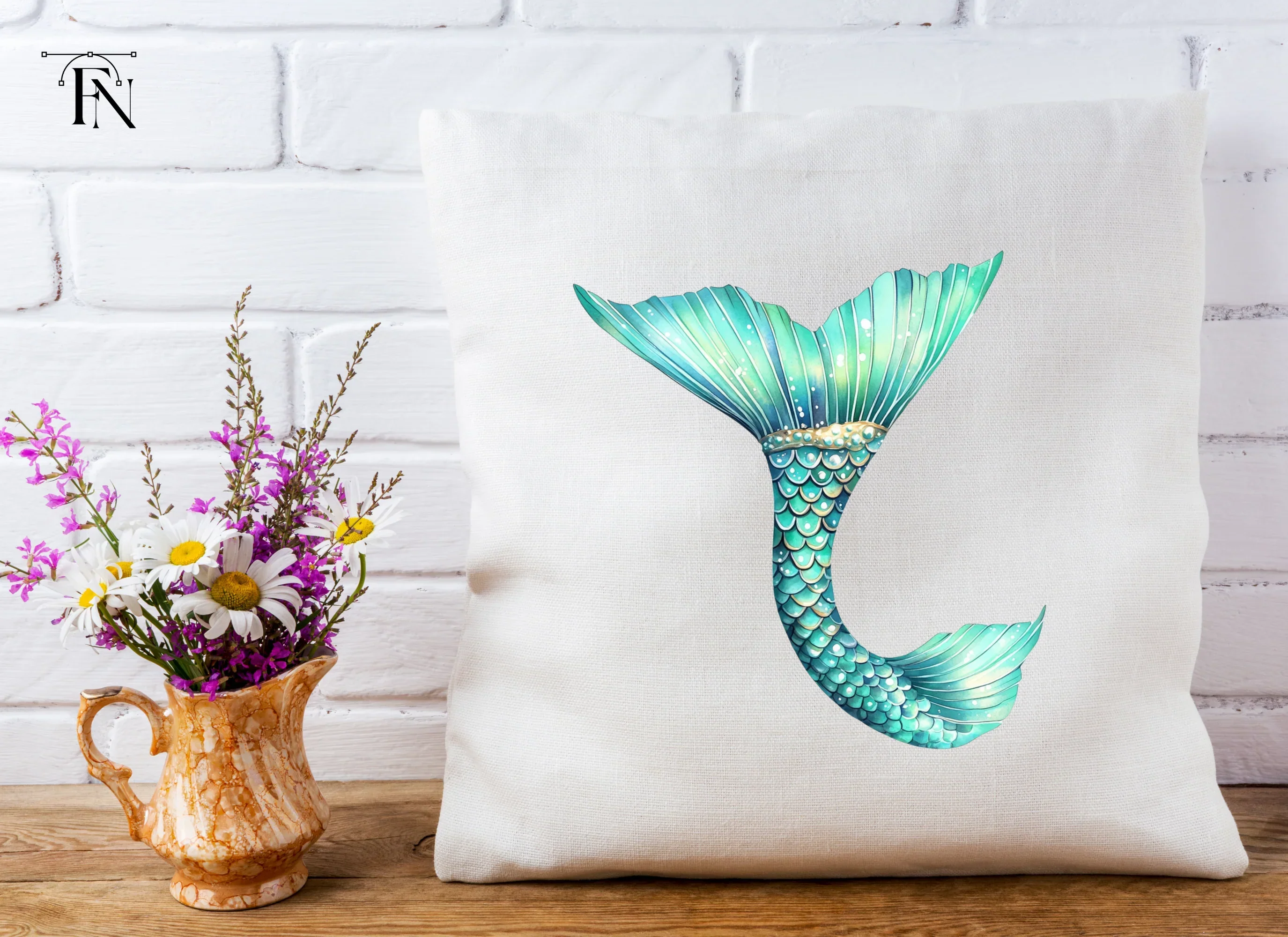 Sparkling Teal Mermaid Tail Clipart Bundle - Image 4