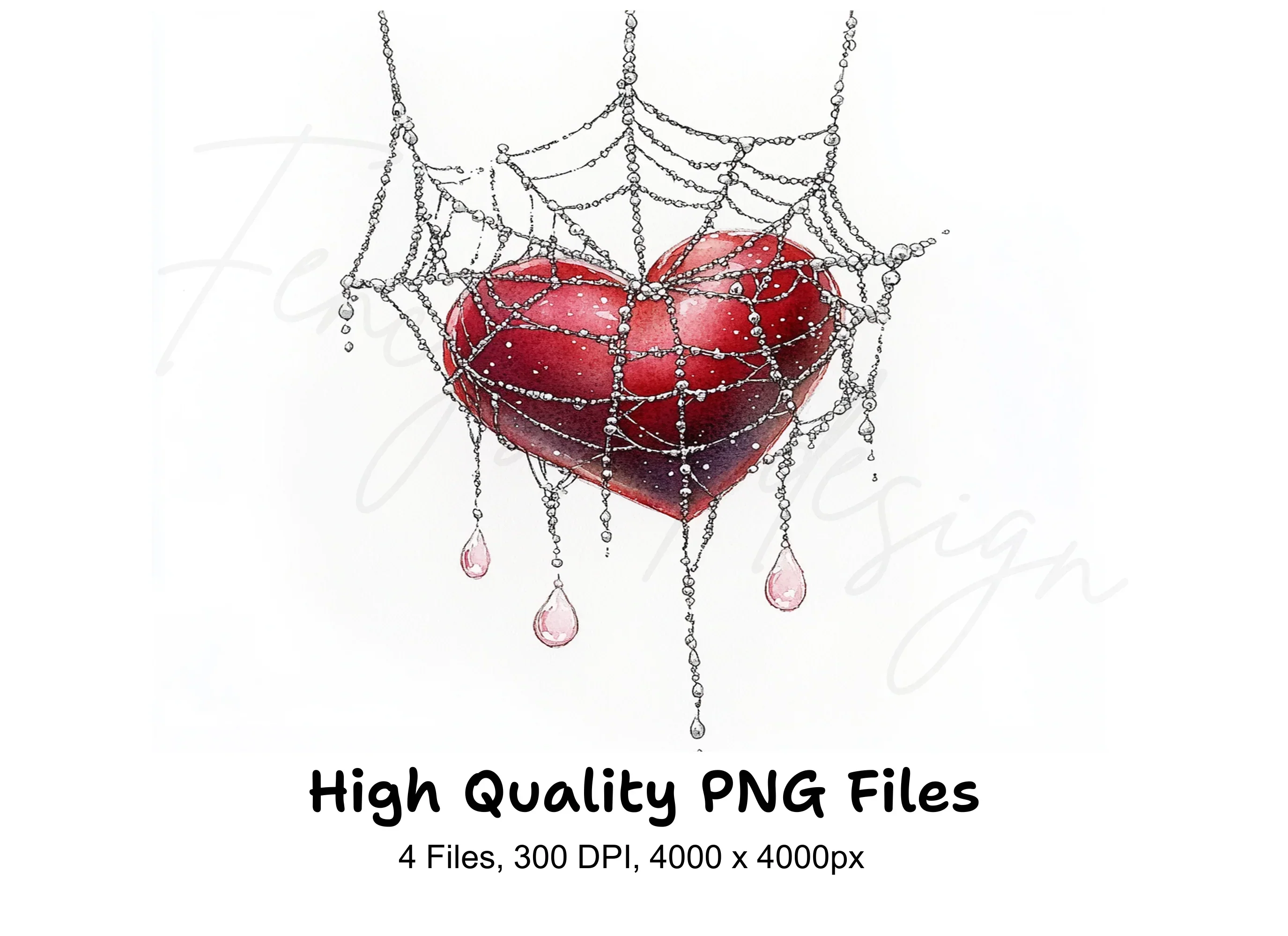 Spiderweb Hearts Clipart Bundle