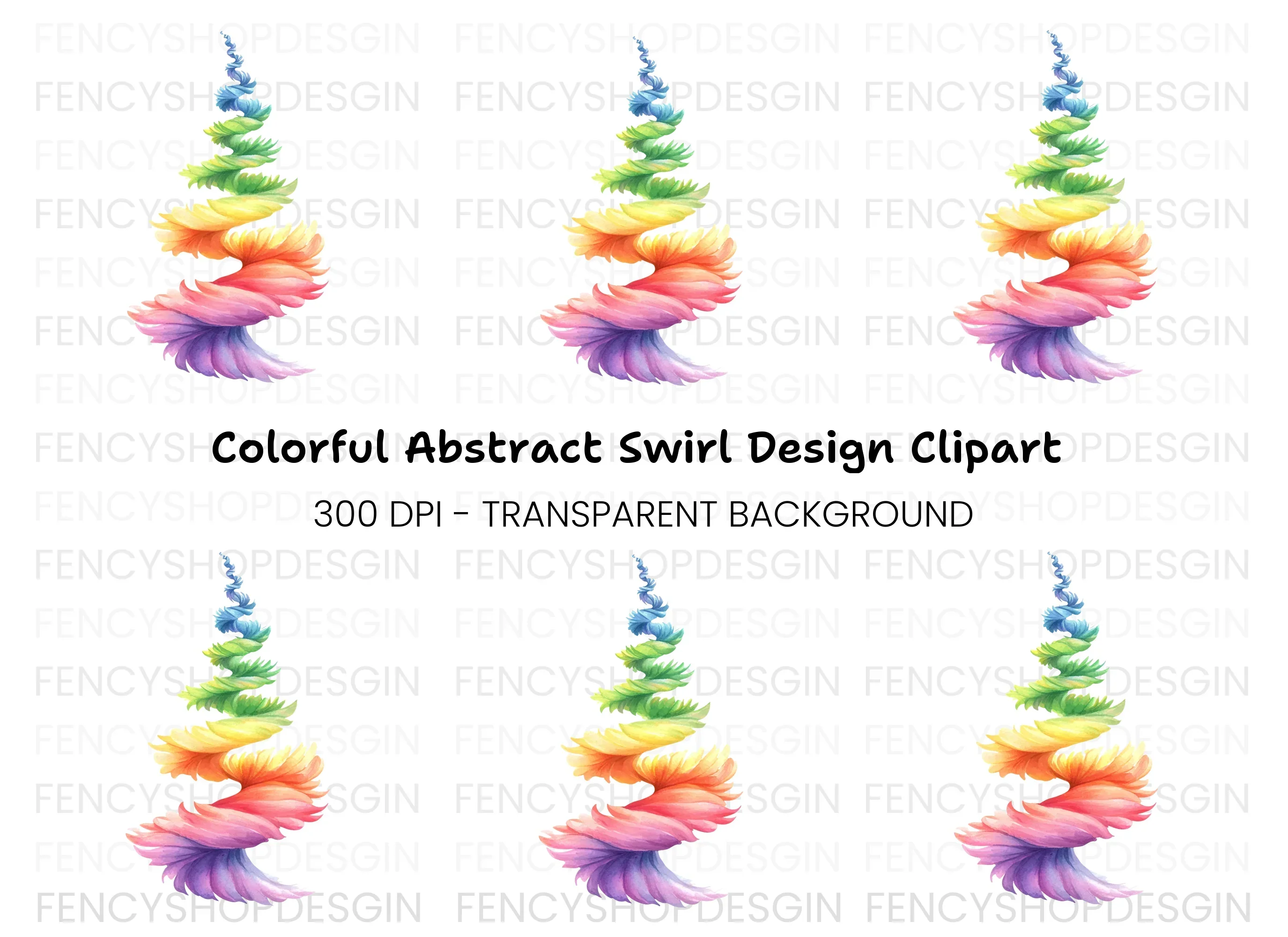 Spiral Rainbow Feather Tower Clipart Bundle