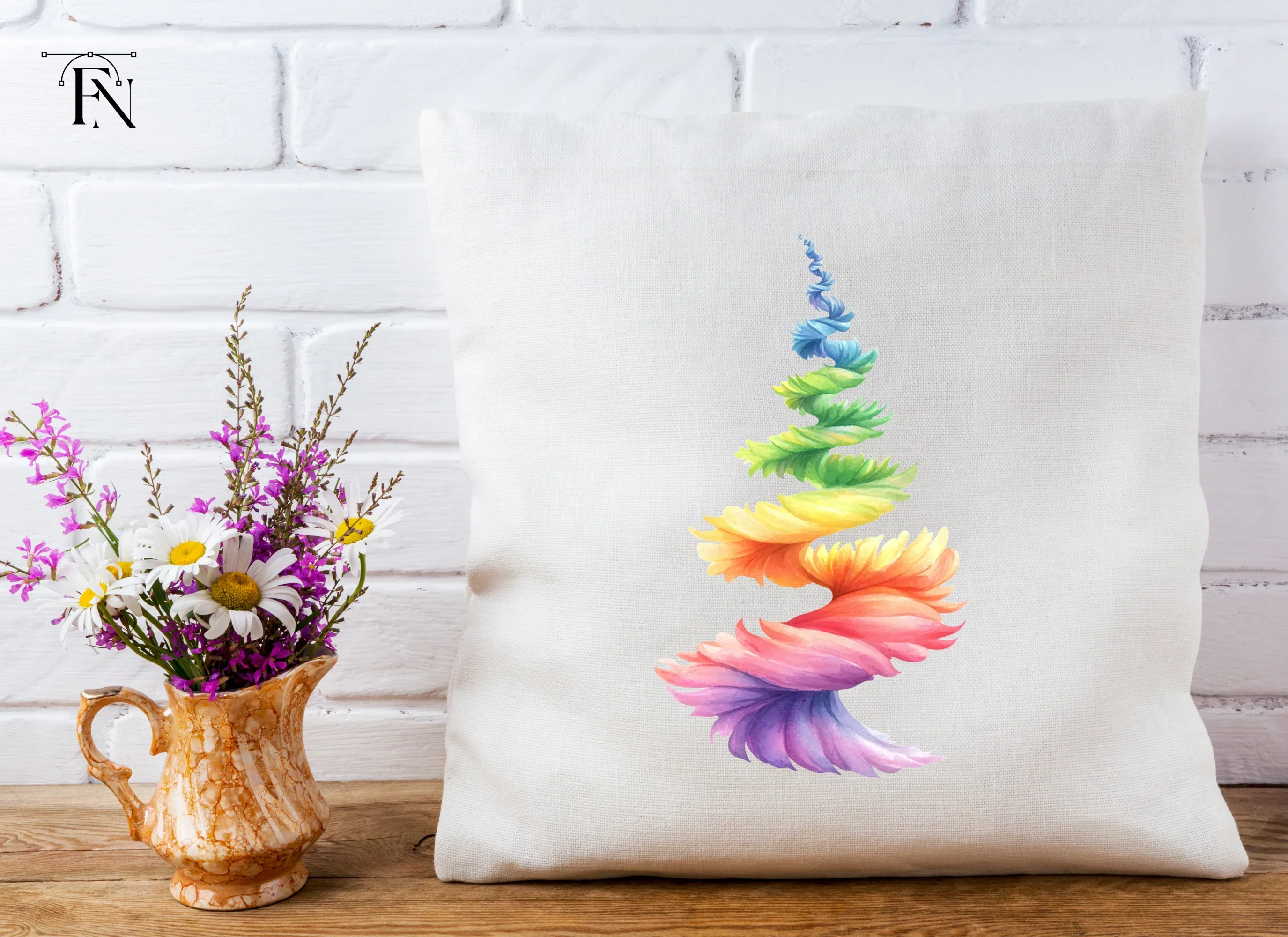 Spiral Rainbow Feather Tower Clipart Bundle - Image 5