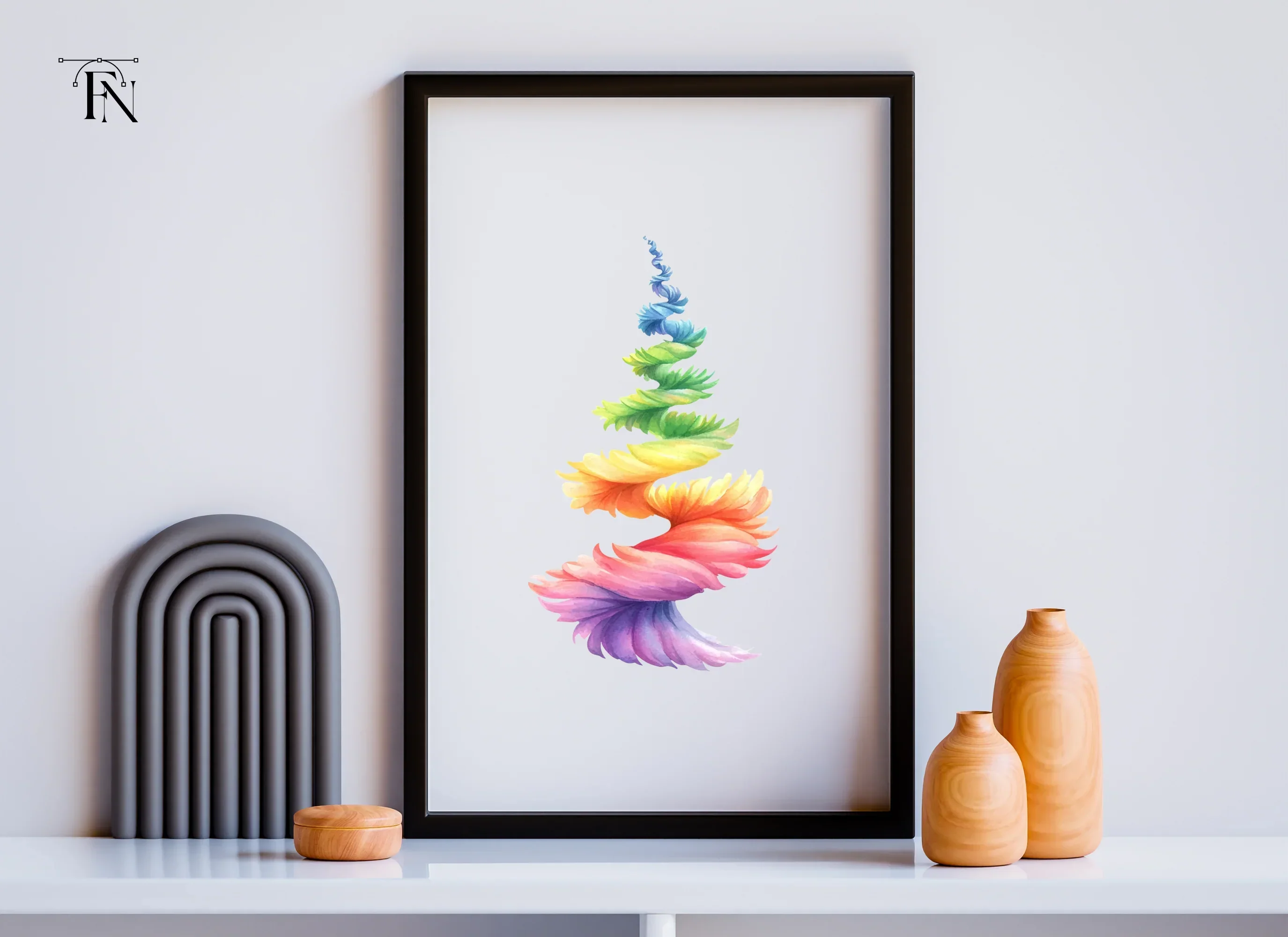 Spiral Rainbow Feather Tower Clipart Bundle - Image 6