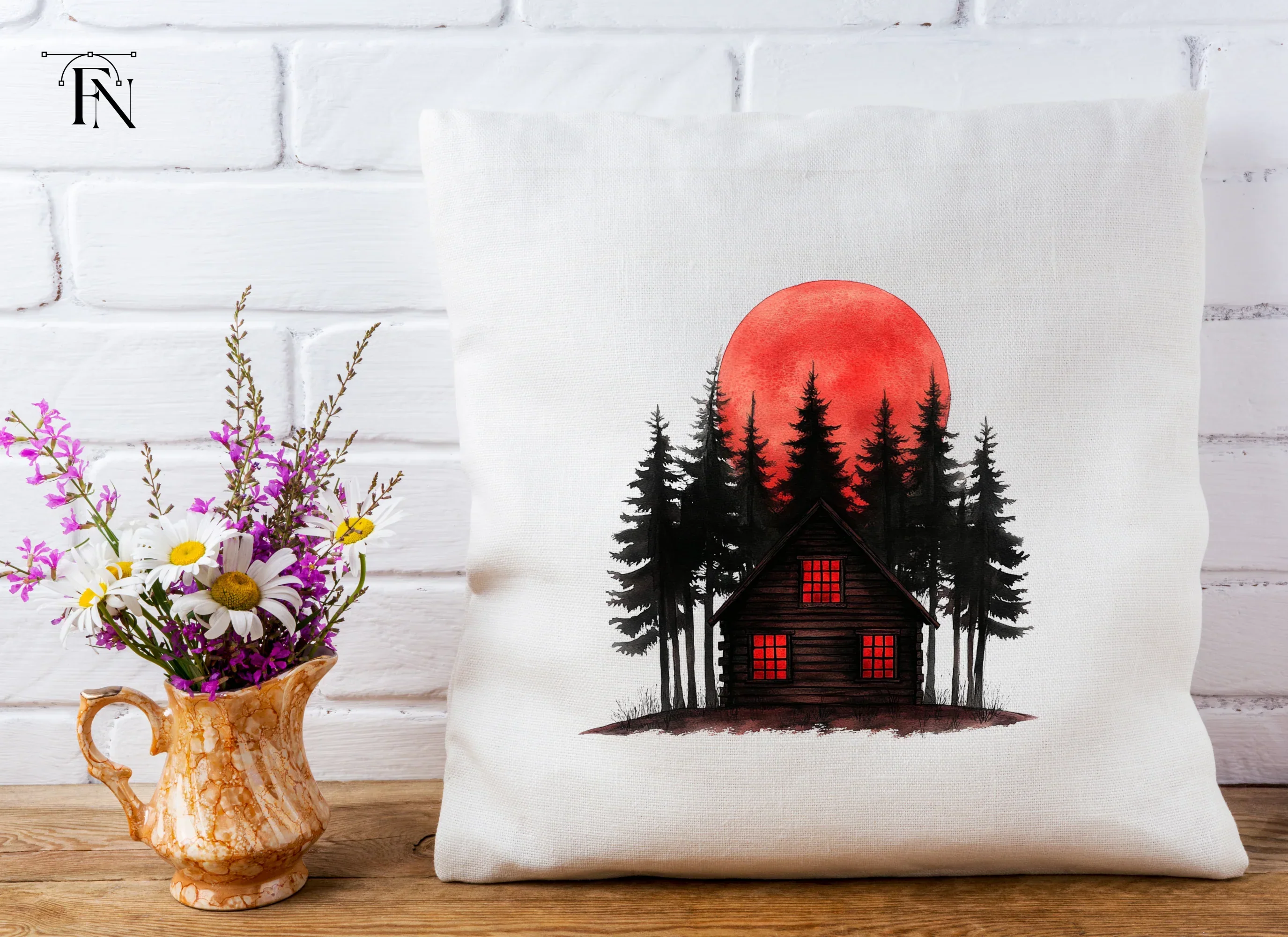 Spooky Cabins Under Blood Moon Clipart Bundle - Image 5