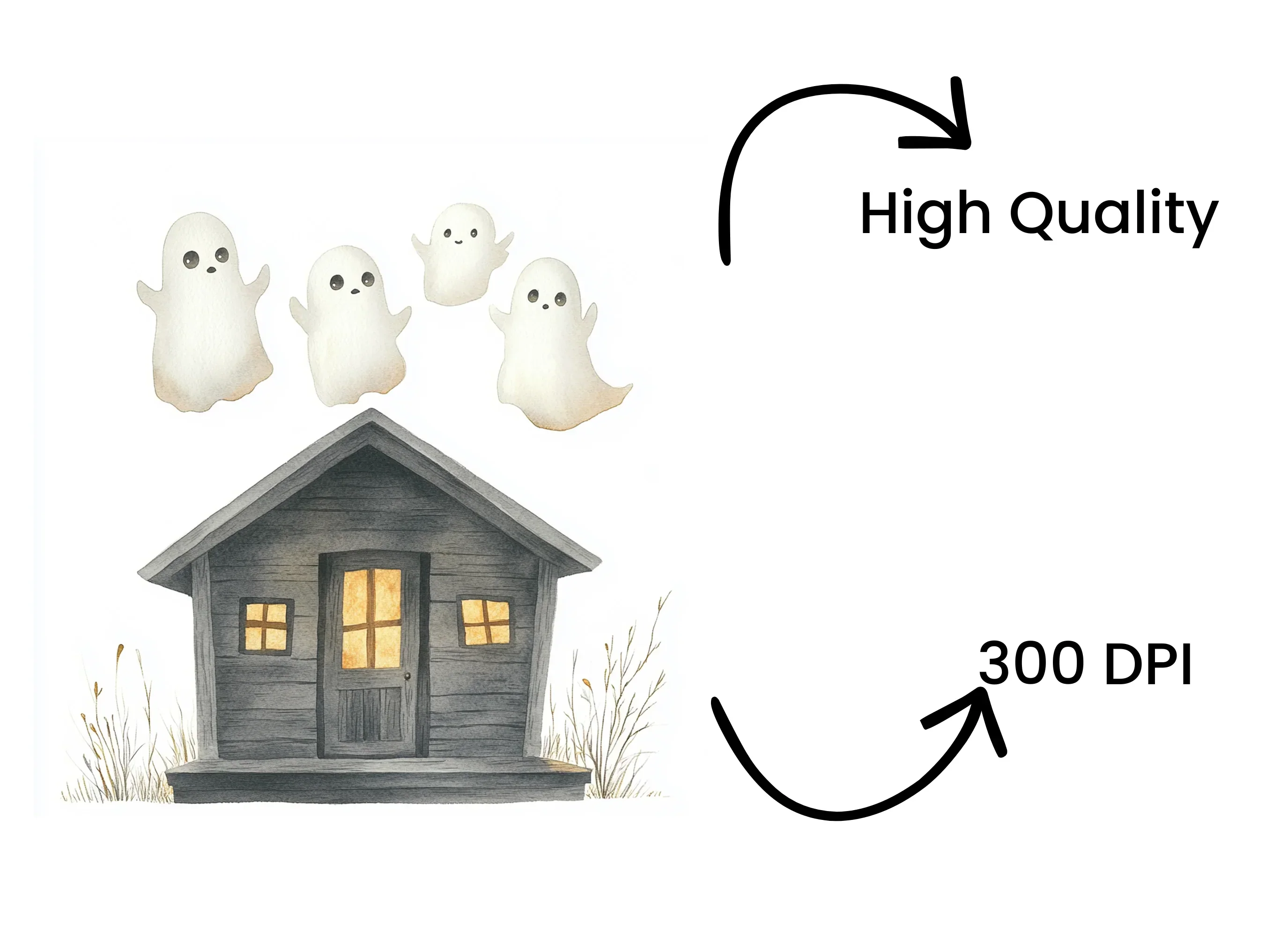 Spooky Ghost Houses Clipart Bundle - Image 4