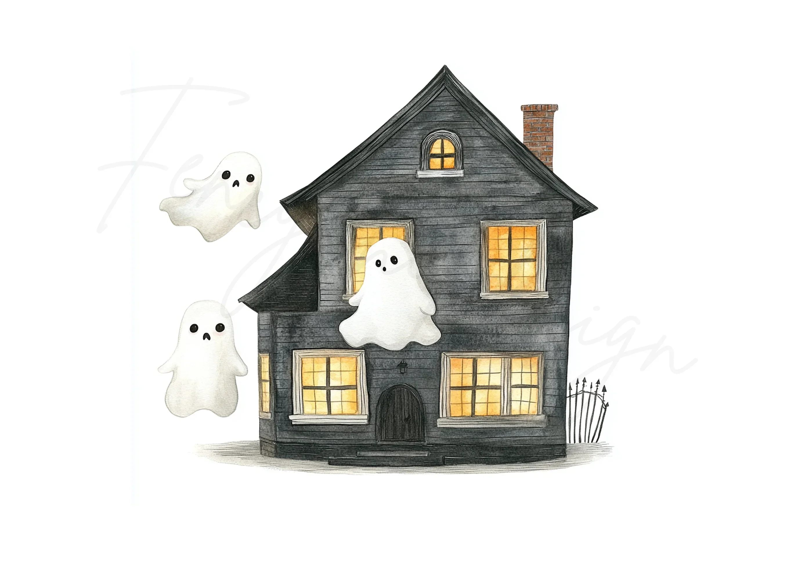 Spooky Haunted House Ghost Clipart Bundle - Image 2