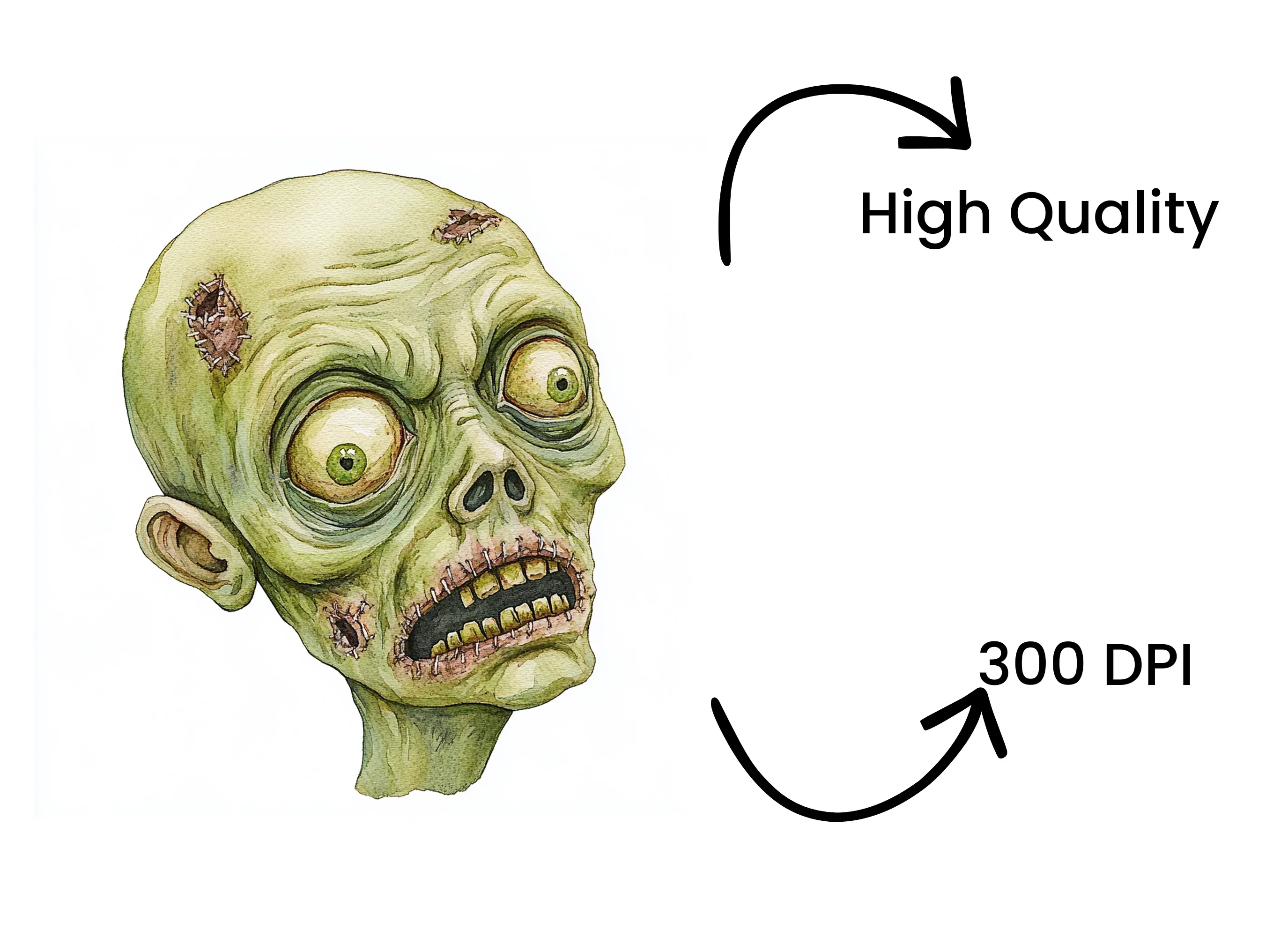Spooky Zombie Head Halloween Clipart Bundle - Image 4