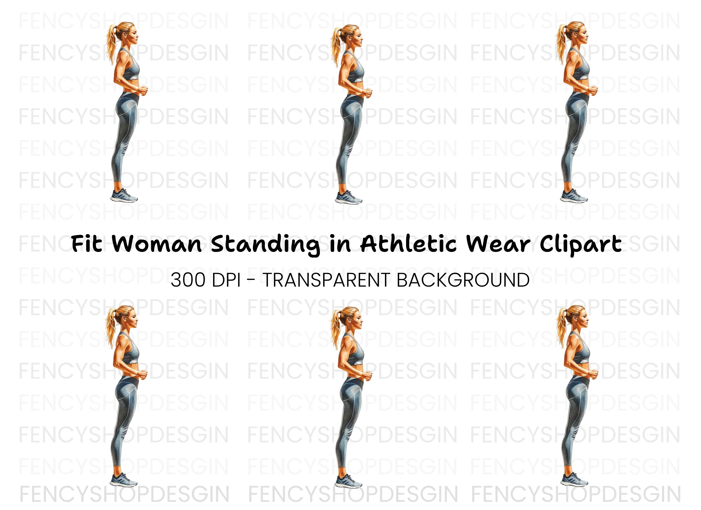 Sporty Woman Standing Clipart Bundle