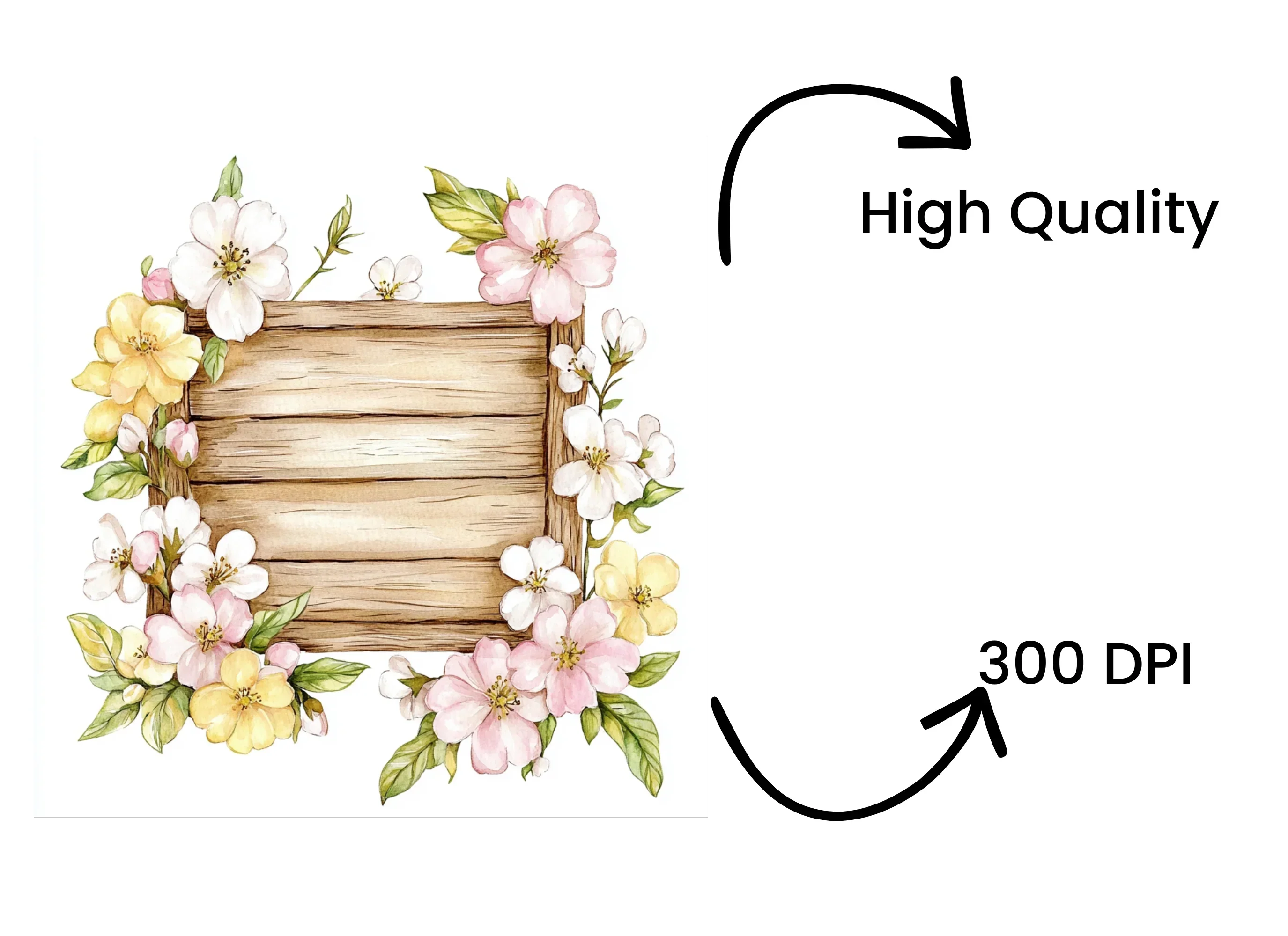 Spring Flower Frame Wooden Clipart Bundle - Image 4